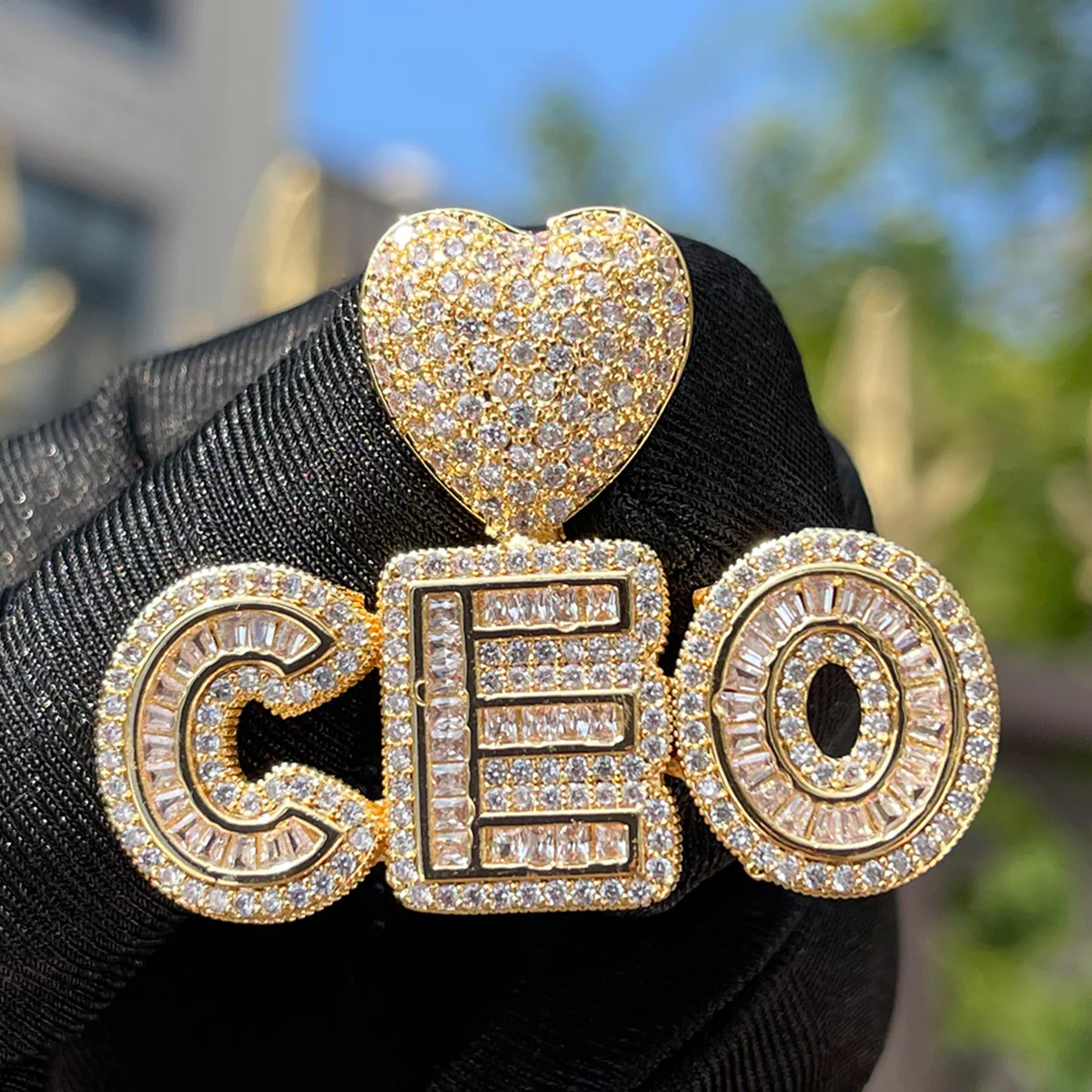 Smooth with Hearth Bail Iced Out Personalized Custom Name Necklace Pendant - Image 3