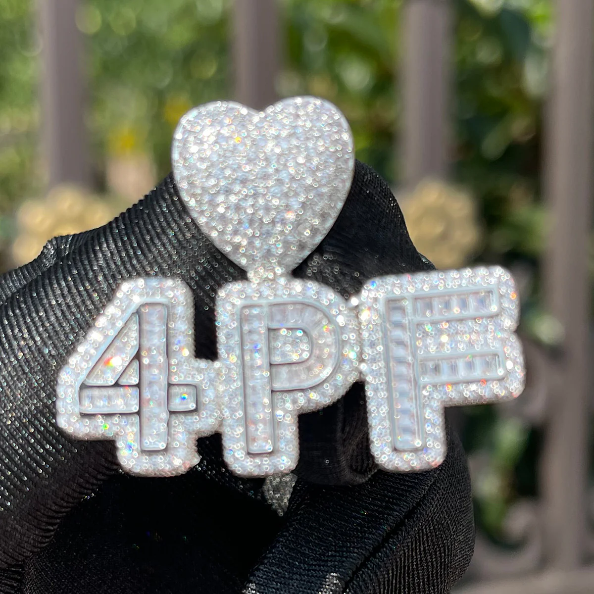 Smooth with Hearth Bail Iced Out Personalized Custom Name Necklace Pendant - Image 4