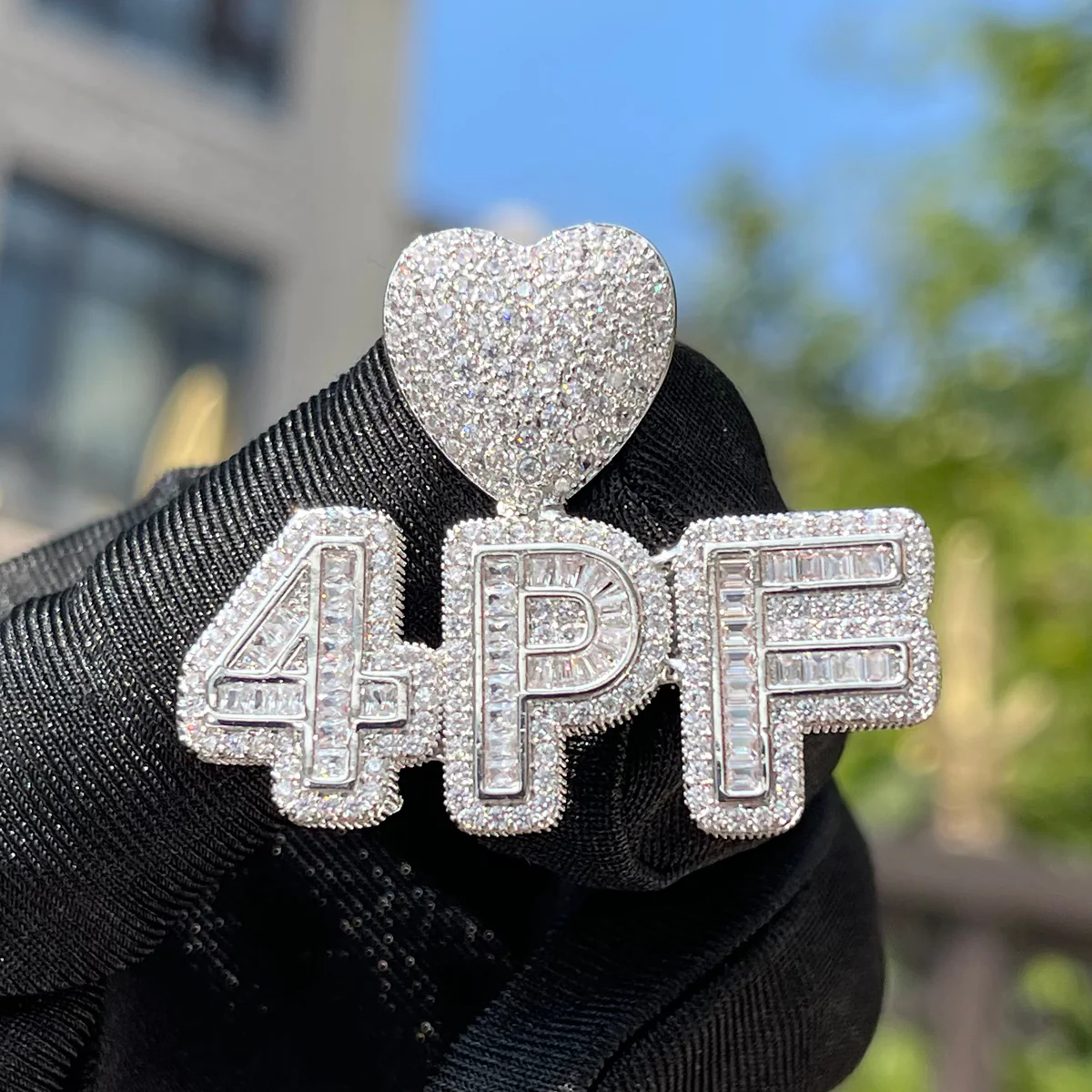 Smooth with Hearth Bail Iced Out Personalized Custom Name Necklace Pendant - Image 6