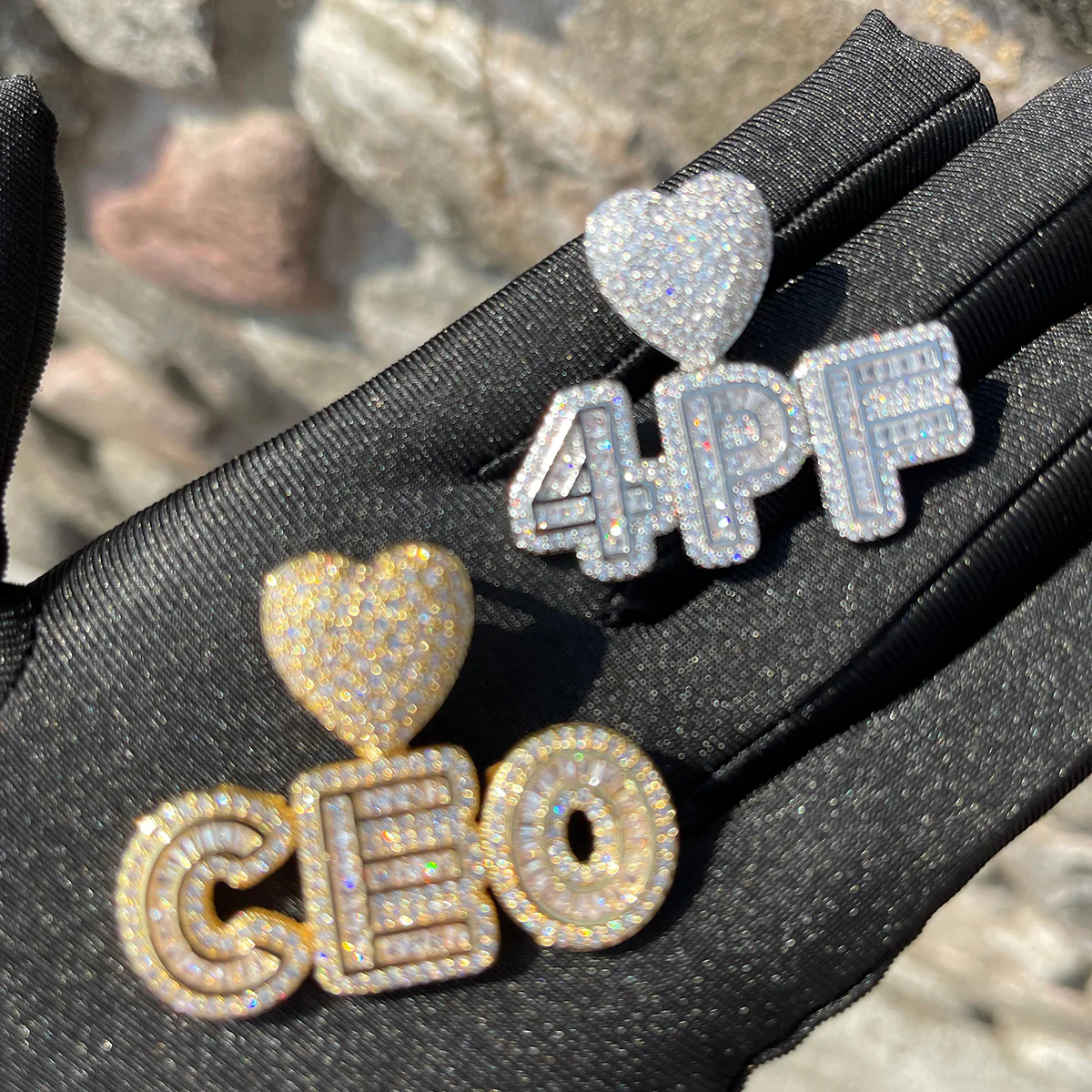 Smooth with Hearth Bail Iced Out Personalized Custom Name Necklace Pendant - Image 8
