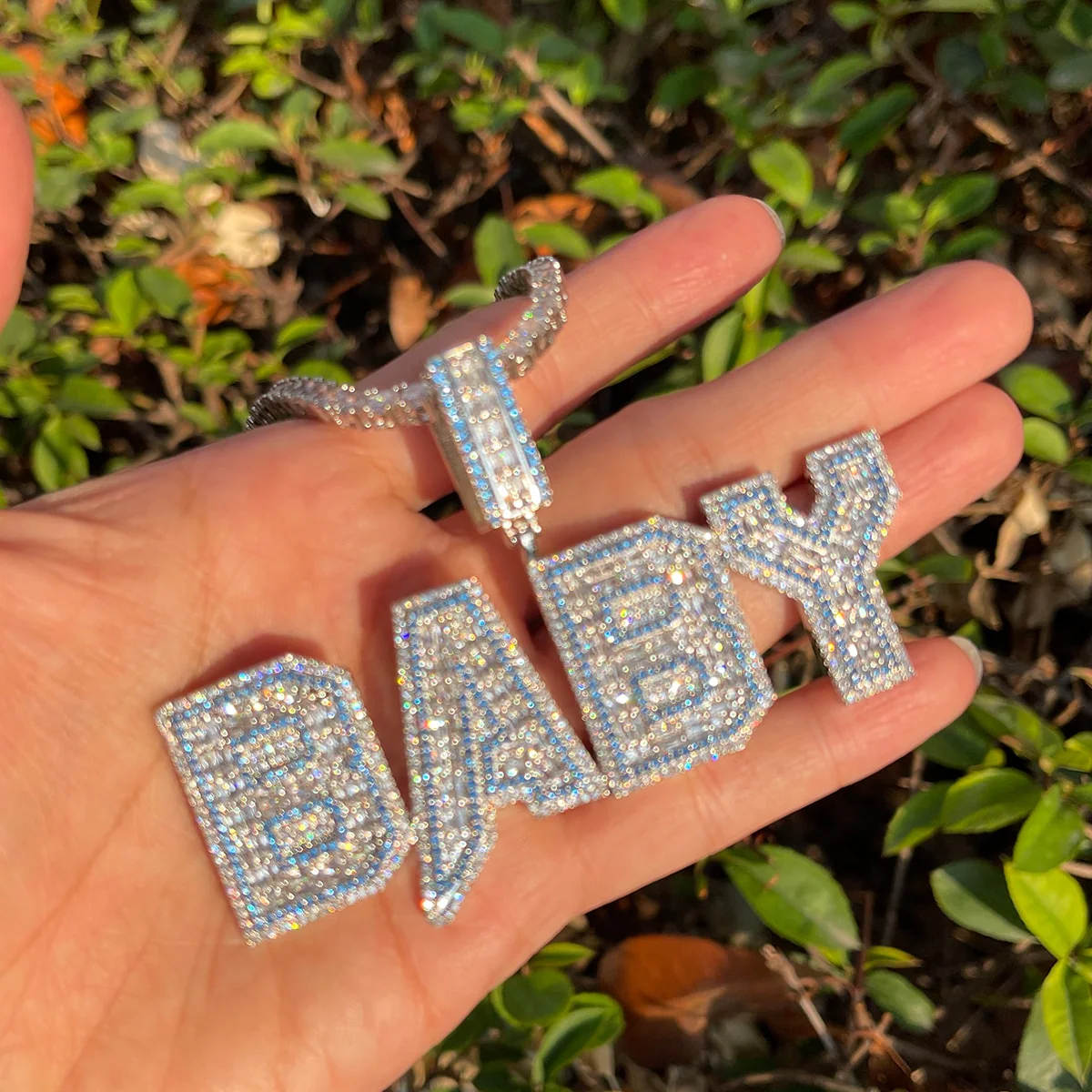 Special Blue Iced Out Personalized Custom Name Necklace Pendant - Image 6