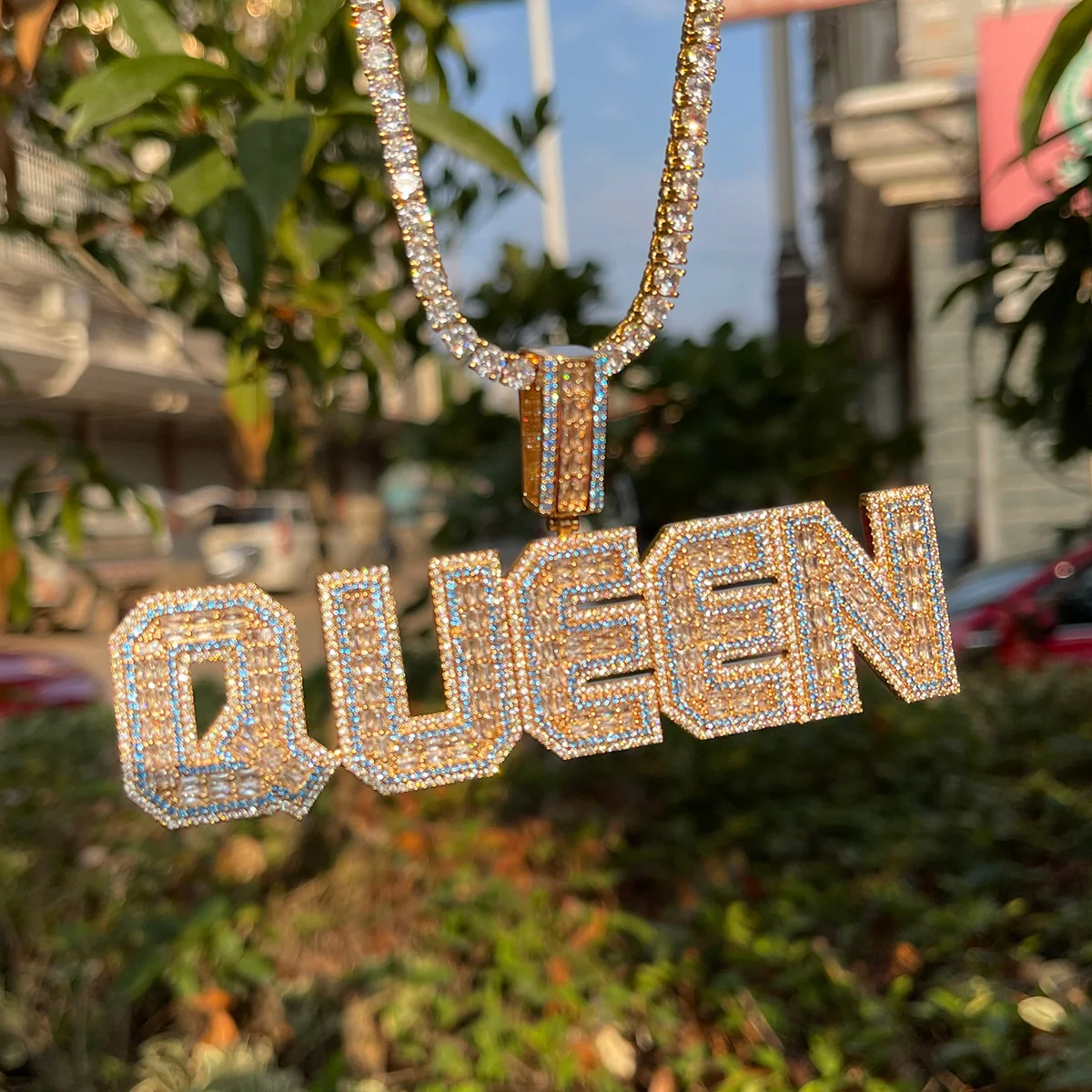 Special Blue Iced Out Personalized Custom Name Necklace Pendant - Image 7