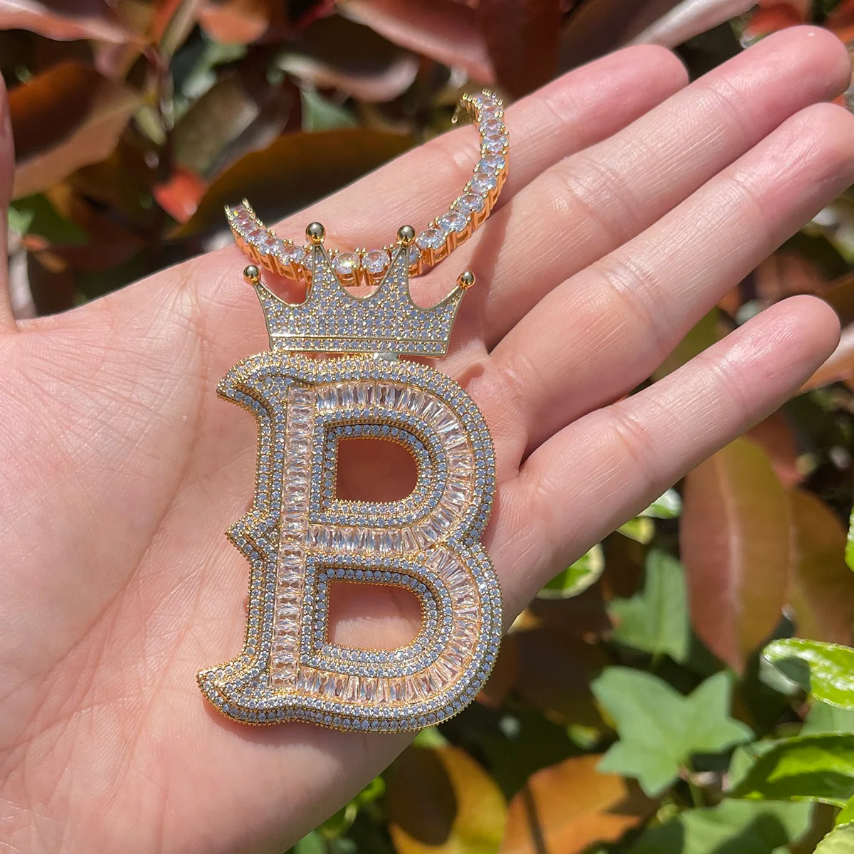 Special Crown Edition Iced Out Initial Custom Name Necklace Pendant - Image 10