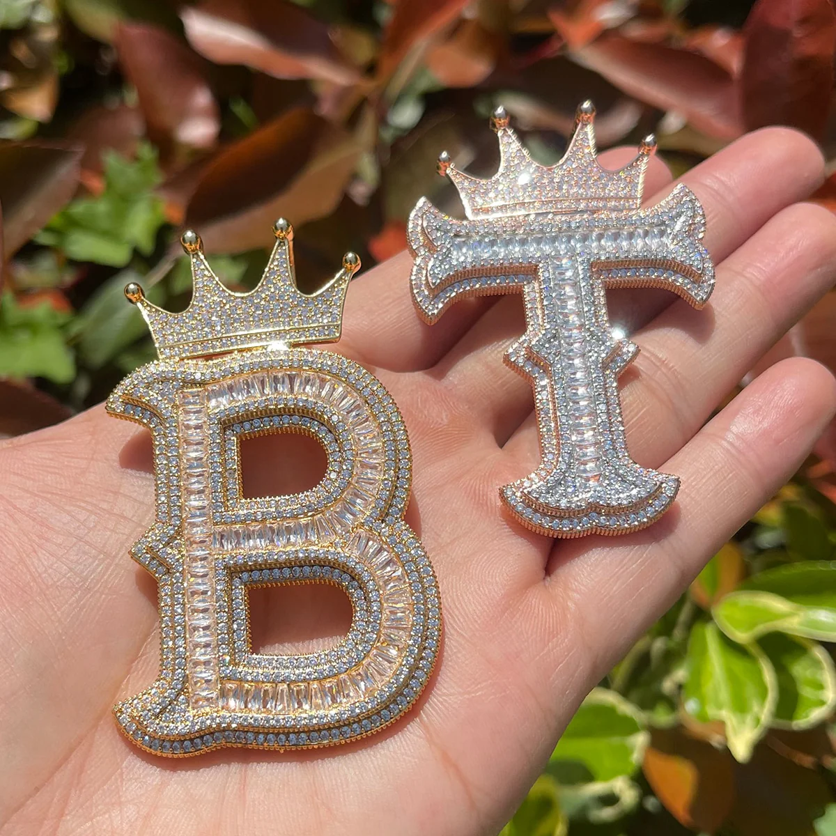 Special Crown Edition Iced Out Initial Custom Name Necklace Pendant - Image 3