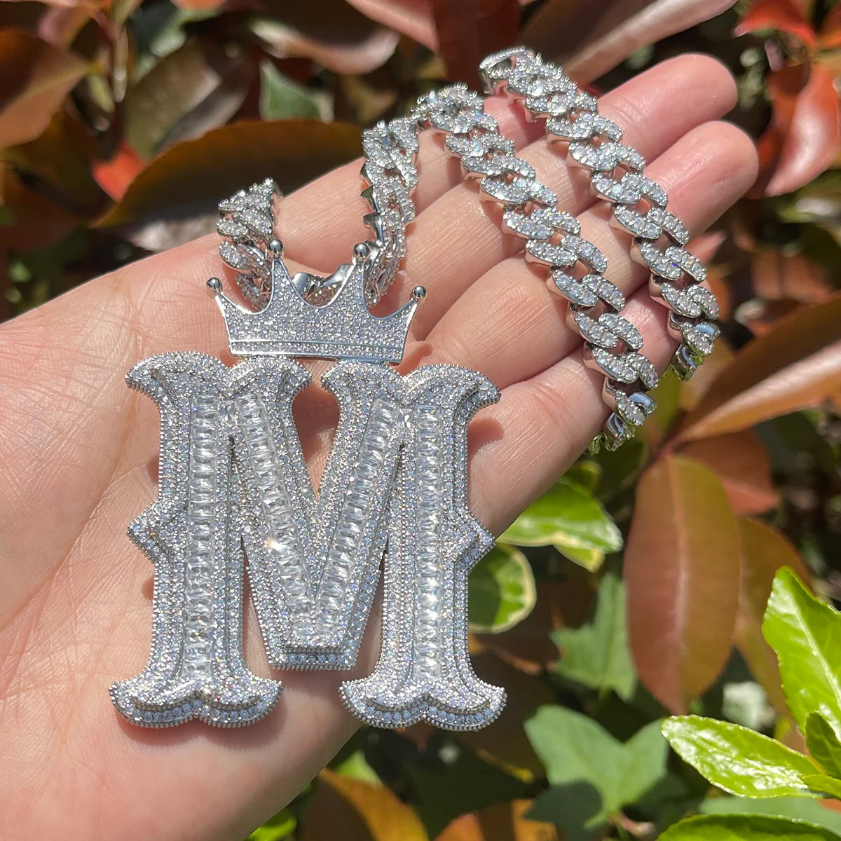 Special Crown Edition Iced Out Initial Custom Name Necklace Pendant - Image 4