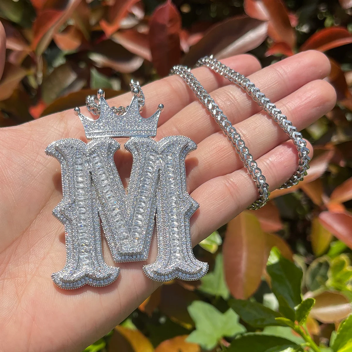 Special Crown Edition Iced Out Initial Custom Name Necklace Pendant - Image 5