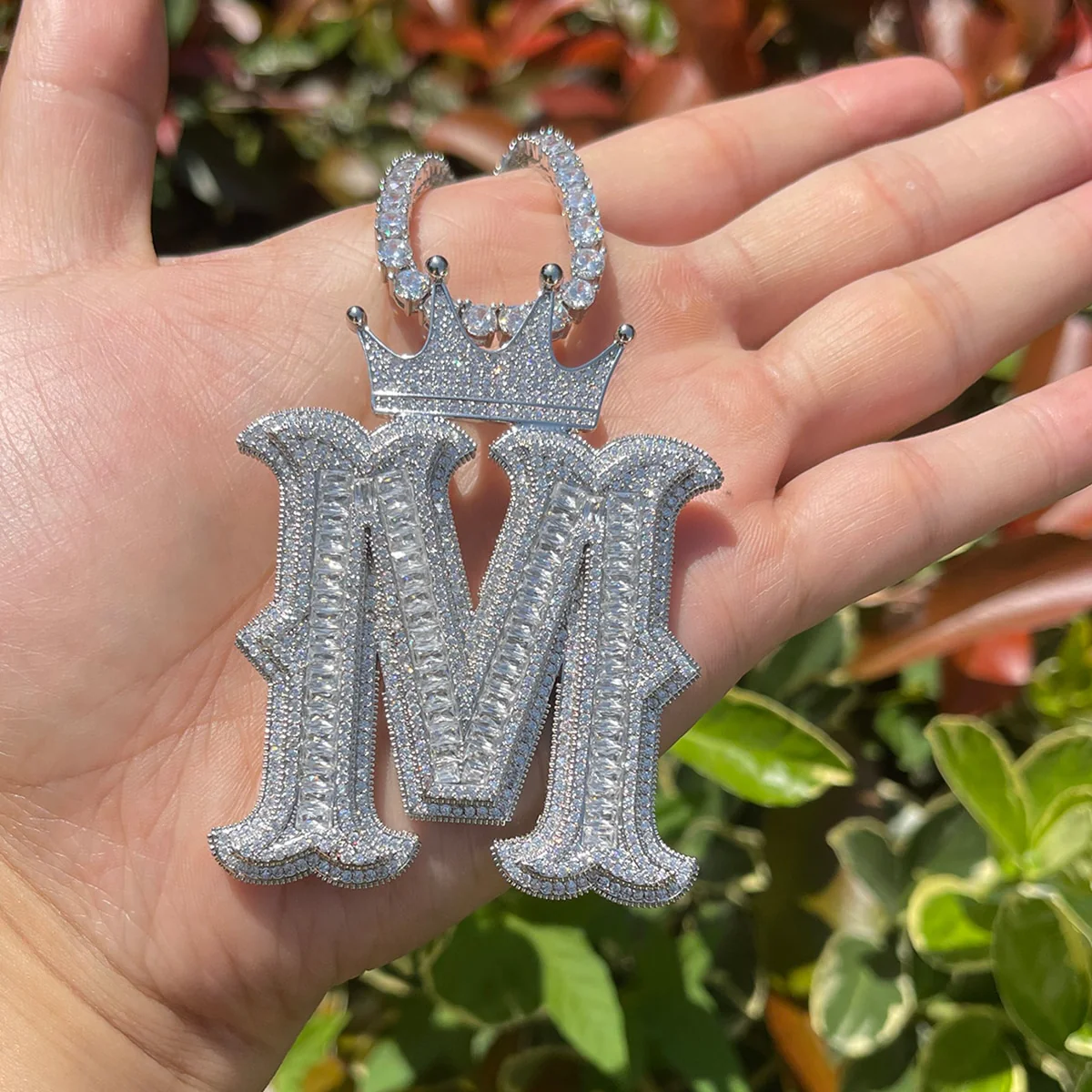 Special Crown Edition Iced Out Initial Custom Name Necklace Pendant - Image 7