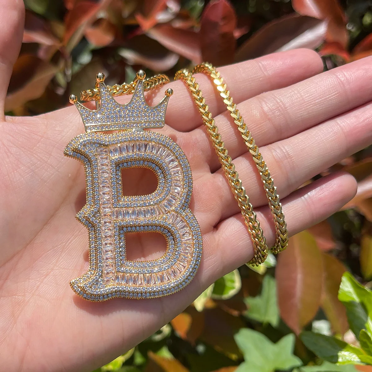 Special Crown Edition Iced Out Initial Custom Name Necklace Pendant - Image 8