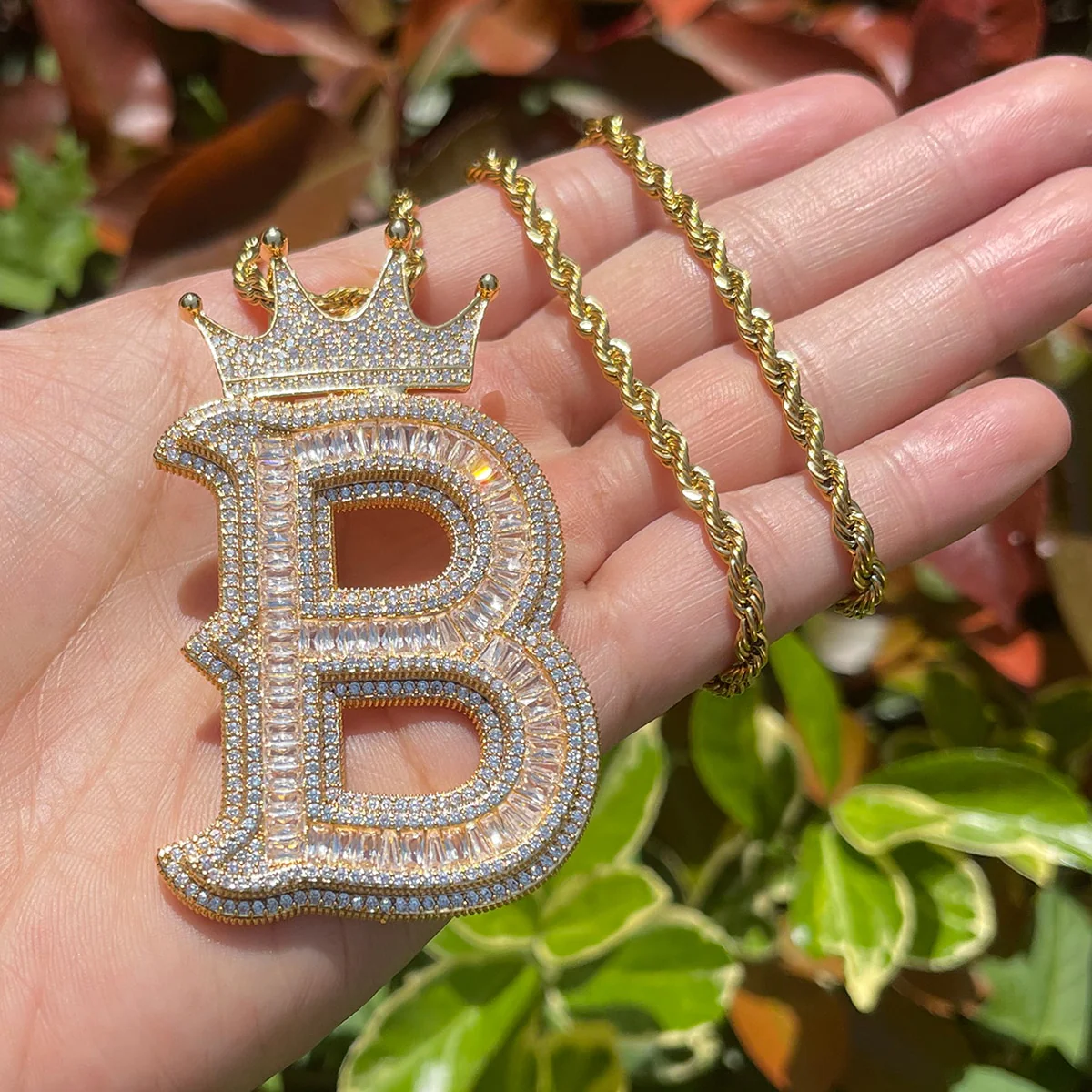 Special Crown Edition Iced Out Initial Custom Name Necklace Pendant - Image 9