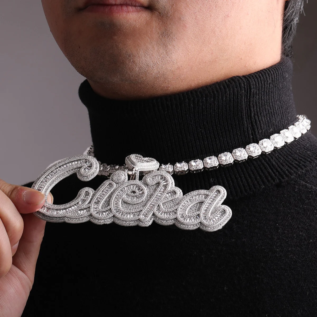 Special Heart Baguette Iced Out Personalized Custom Name Necklace Pendant - Image 9