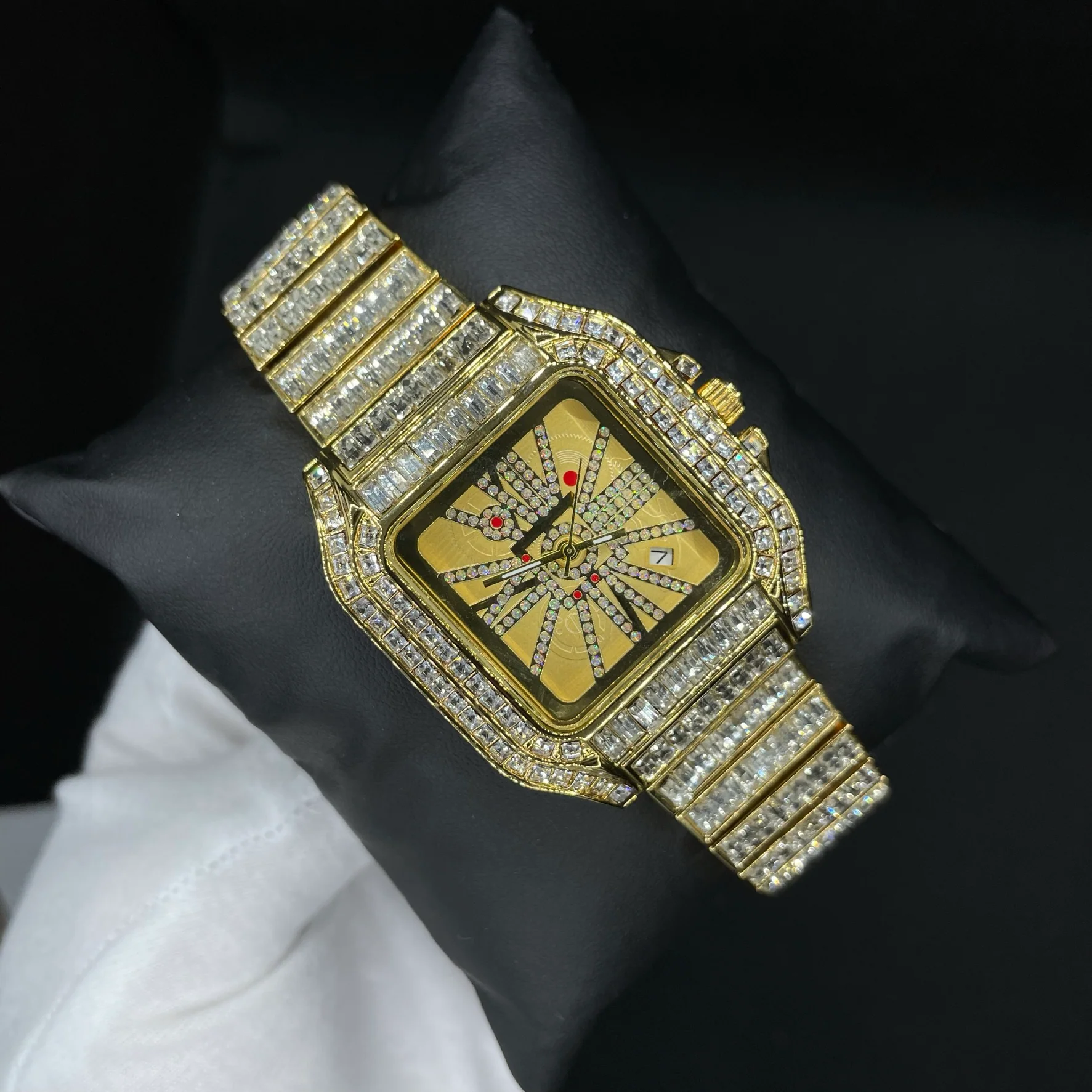 Square Fully Diamond Date Iced Out Diamond Watch - Image 7