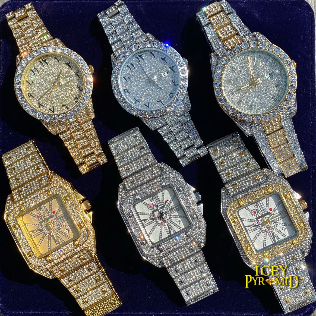 Square Special Red Dial Date Iced Out Diamond Watch - Image 17