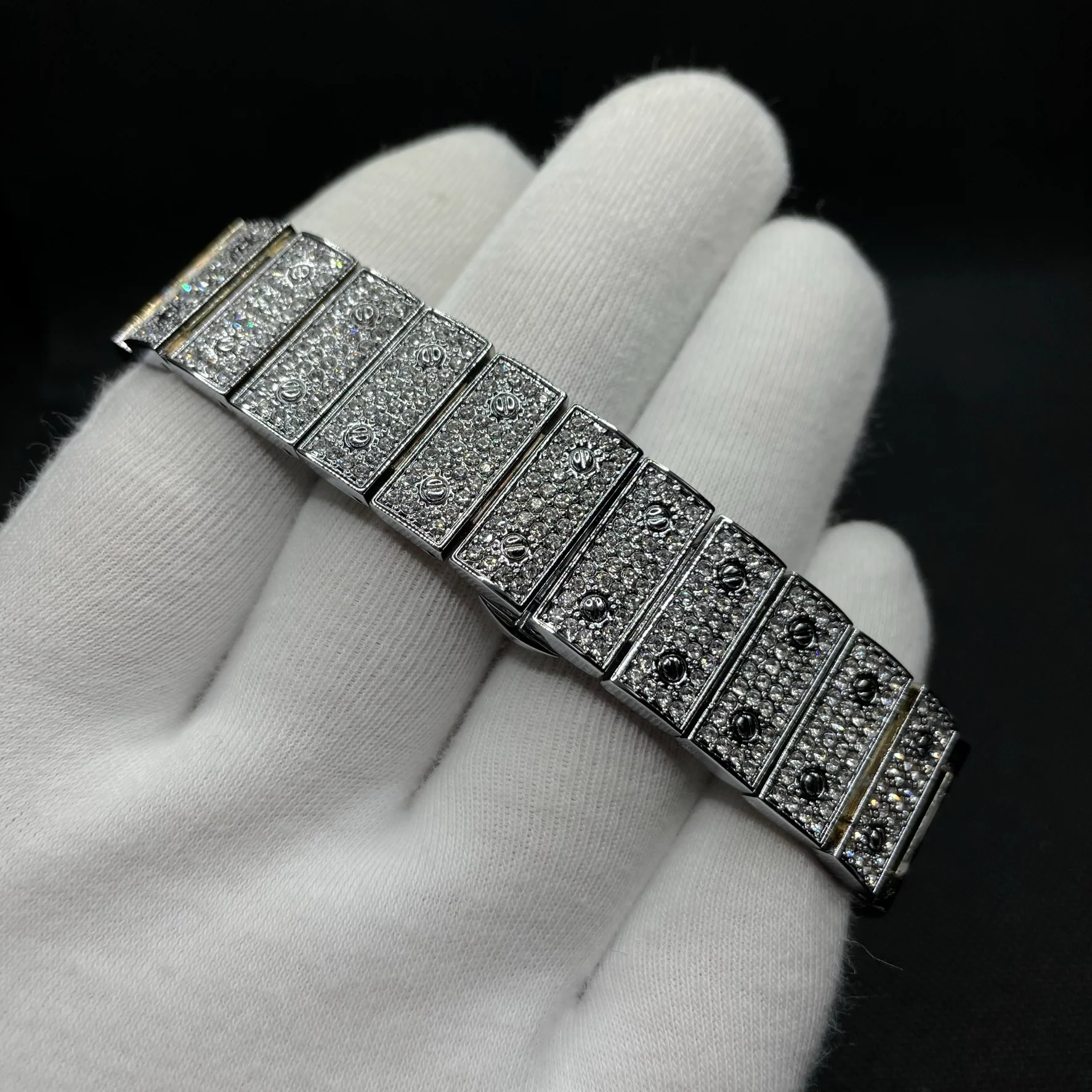 Square White Gold Dial VVS Numerals Iced Out Diamond Watch - Image 7