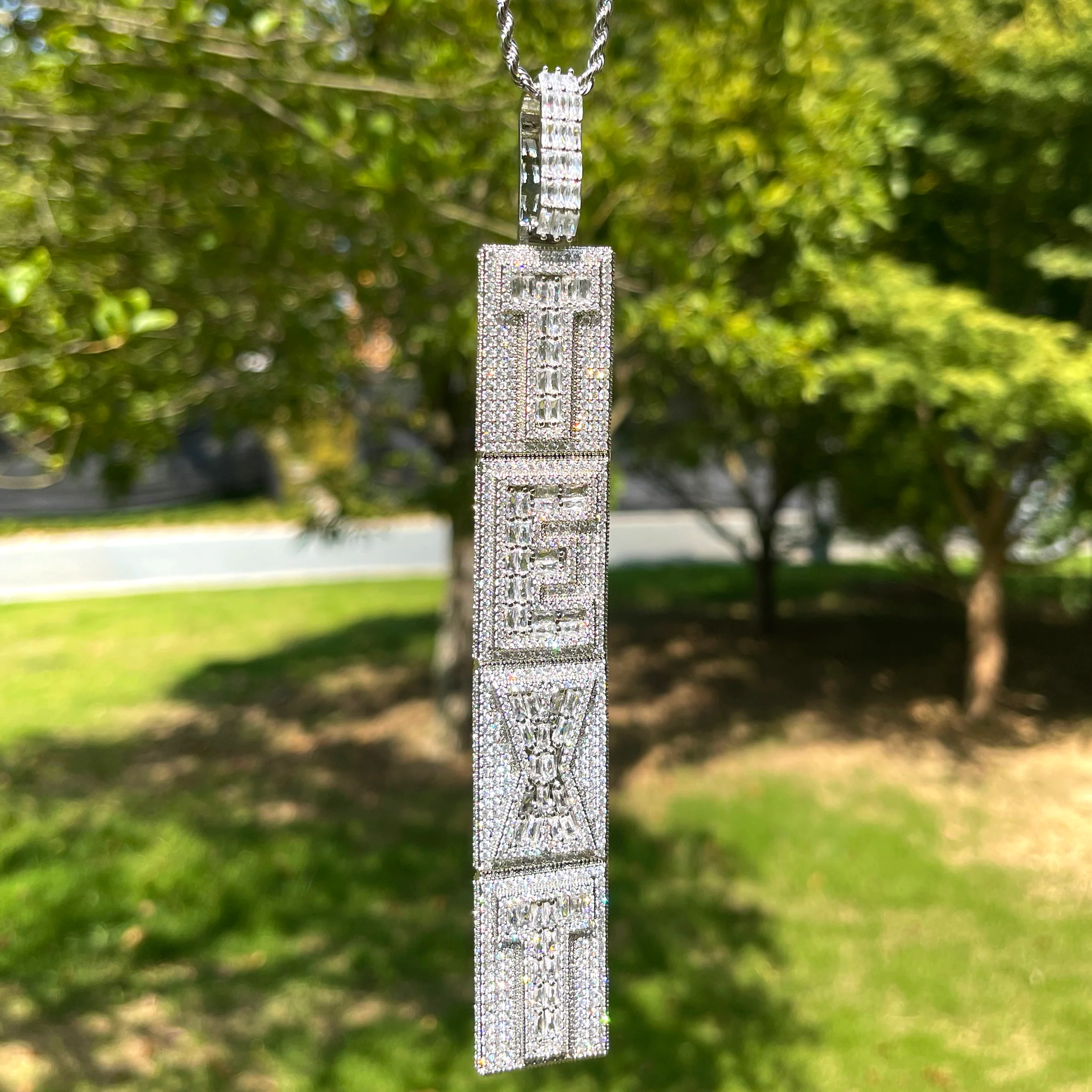 Stacked v2 Iced Out Personalized Custom Name Necklace Pendant - Image 3