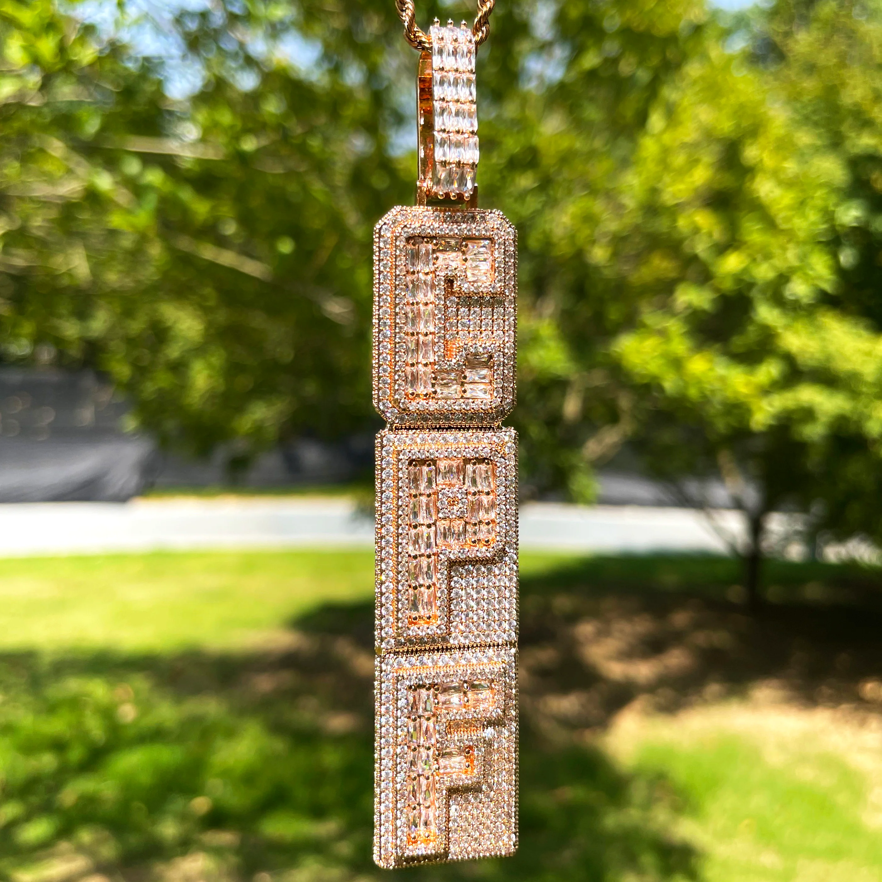 Stacked v2 Iced Out Personalized Custom Name Necklace Pendant - Image 7