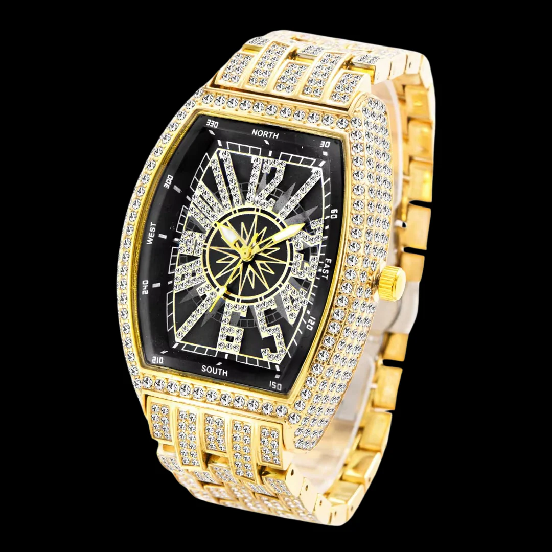 Star Sky Compass Dial Bling Iced Out Diamond Watch - Image 4