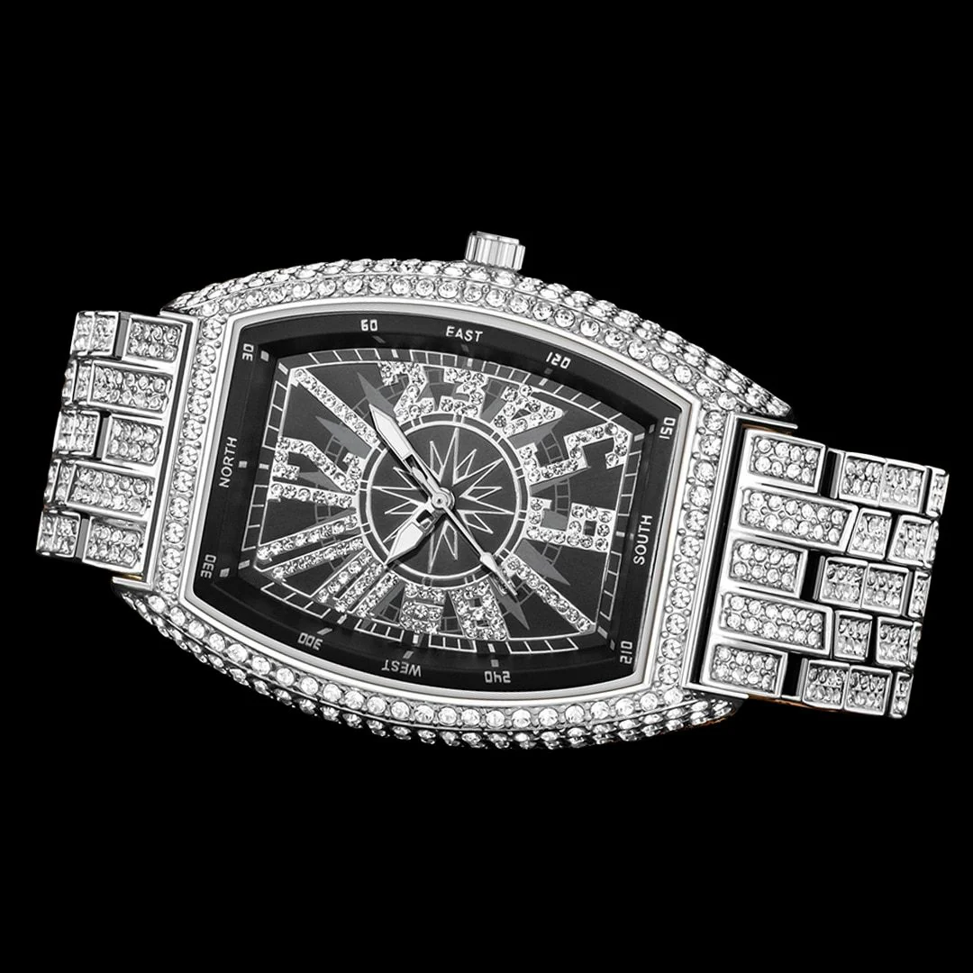 Star Sky Compass Dial Bling Iced Out Diamond Watch - Image 5
