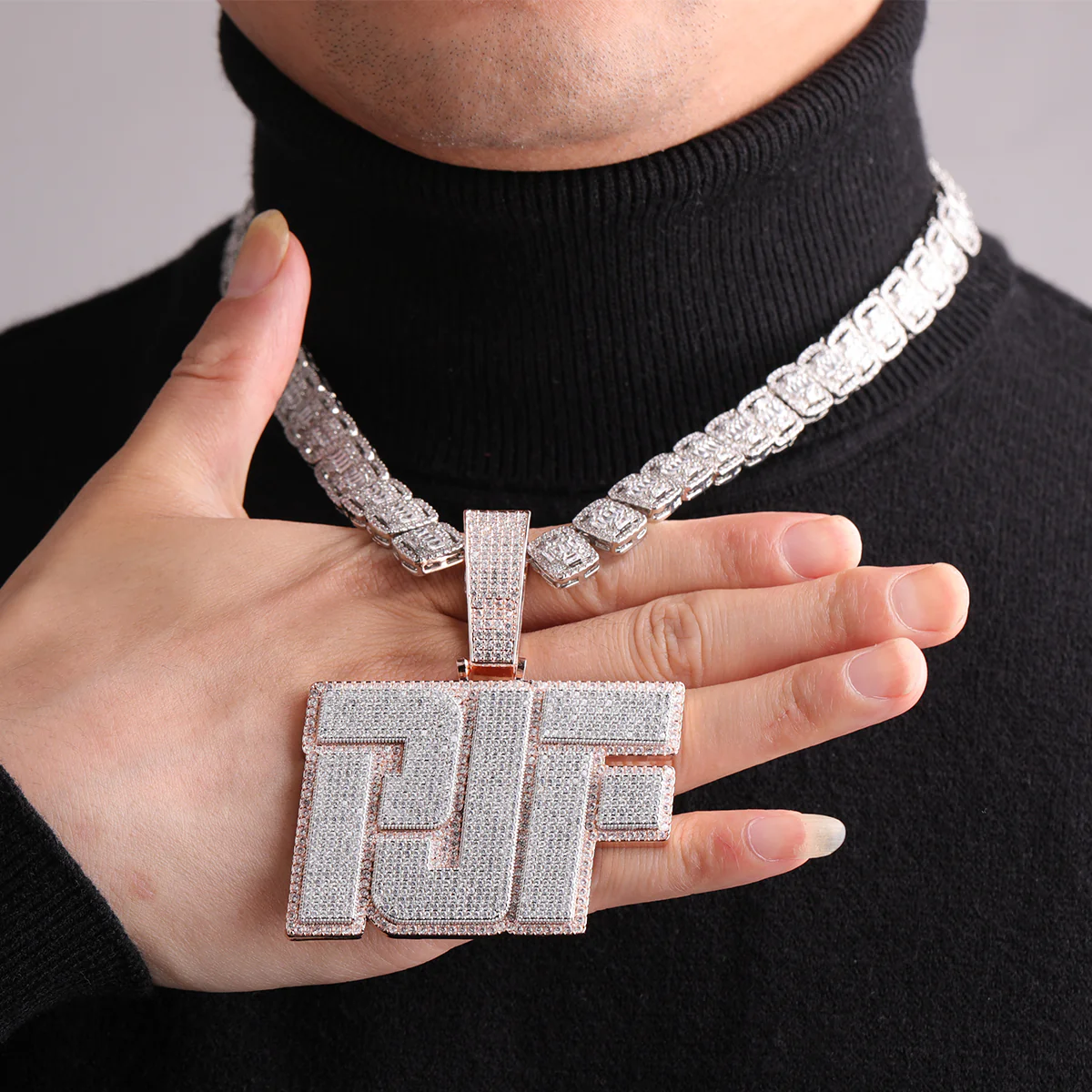 Sticky Letters Extra Shine Iced Out Personalized Custom Name Necklace Pendant