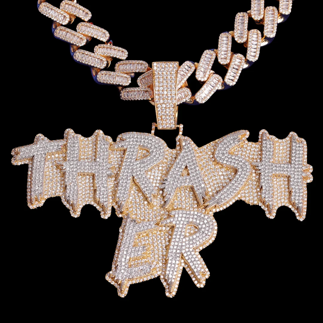 Street Drip Bold Letters Iced Out Personalized Custom Name Necklace Pendant - Image 3