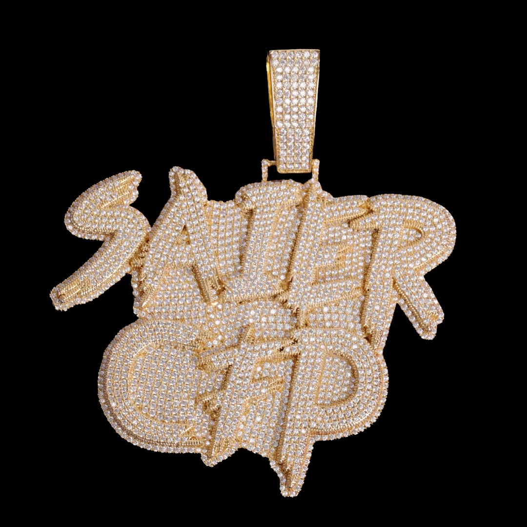 Street Drip Bold Letters Iced Out Personalized Custom Name Necklace Pendant - Image 6