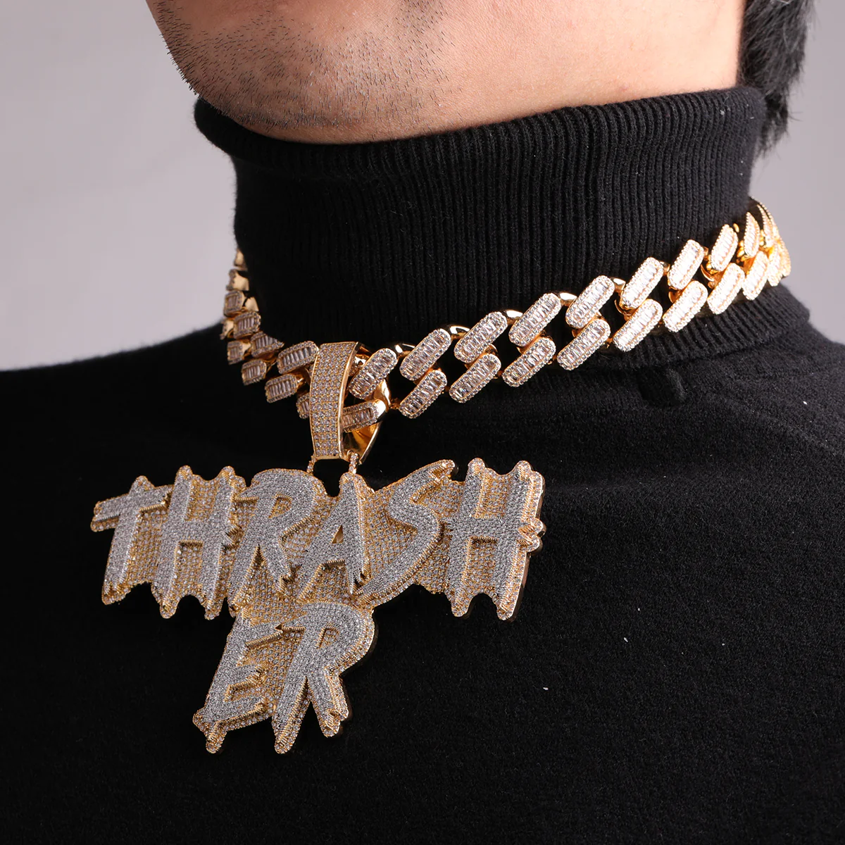 Street Drip Bold Letters Iced Out Personalized Custom Name Necklace Pendant - Image 7