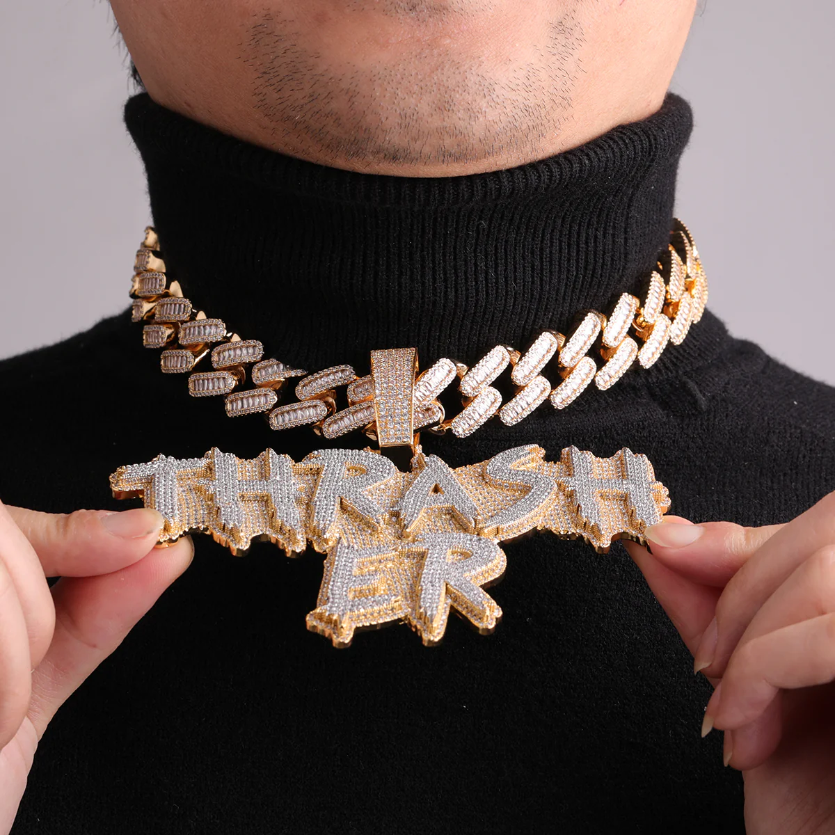 Street Drip Bold Letters Iced Out Personalized Custom Name Necklace Pendant - Image 8