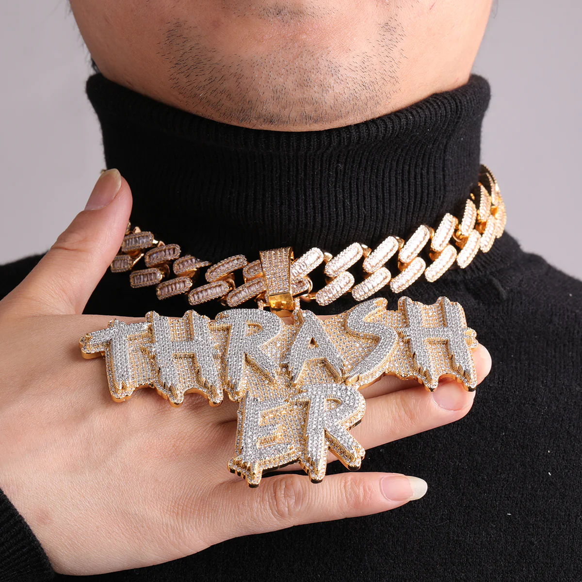 Street Drip Bold Letters Iced Out Personalized Custom Name Necklace Pendant - Image 9