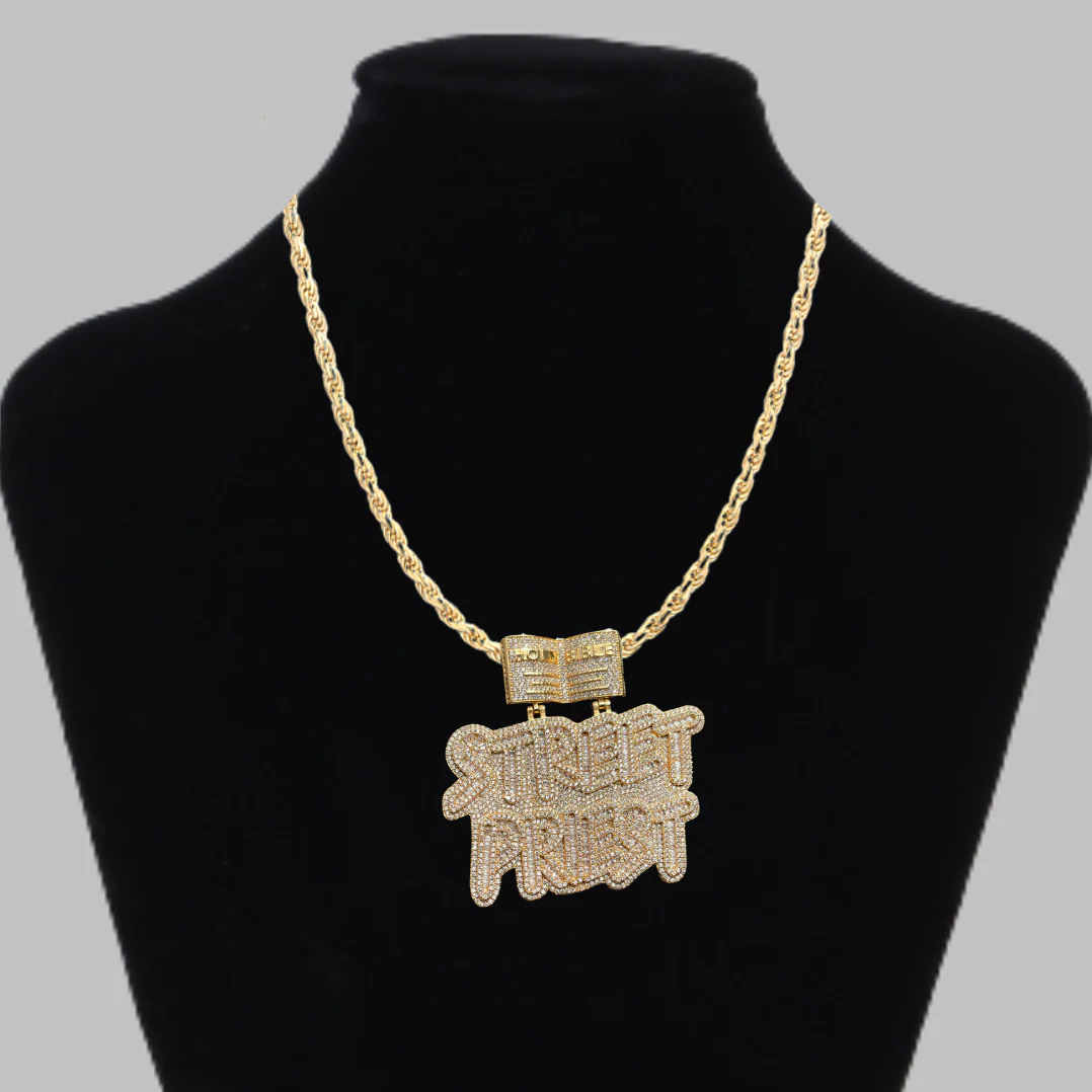 Street Priest Special Bail Iced Out Letter Diamond Pendant Necklace - Image 4
