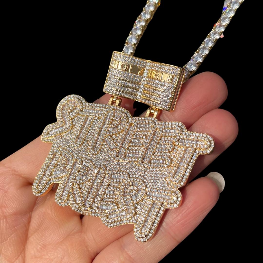 Street Priest Special Bail Iced Out Letter Diamond Pendant Necklace - Image 5