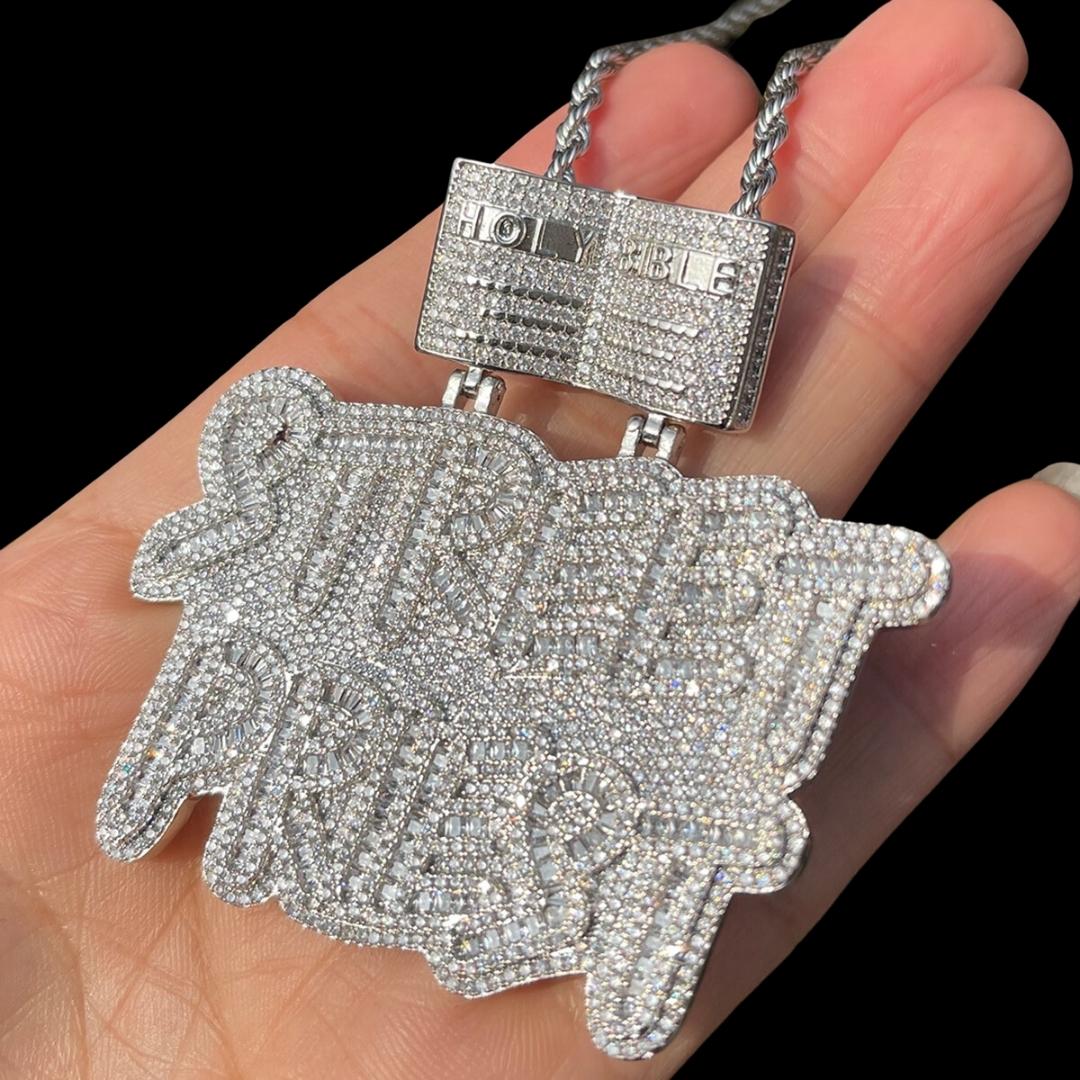 Street Priest Special Bail Iced Out Letter Diamond Pendant Necklace - Image 6