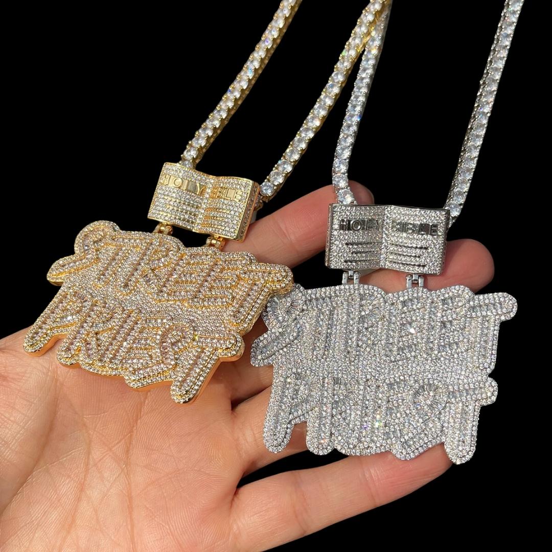 Street Priest Special Bail Iced Out Letter Diamond Pendant Necklace - Image 7