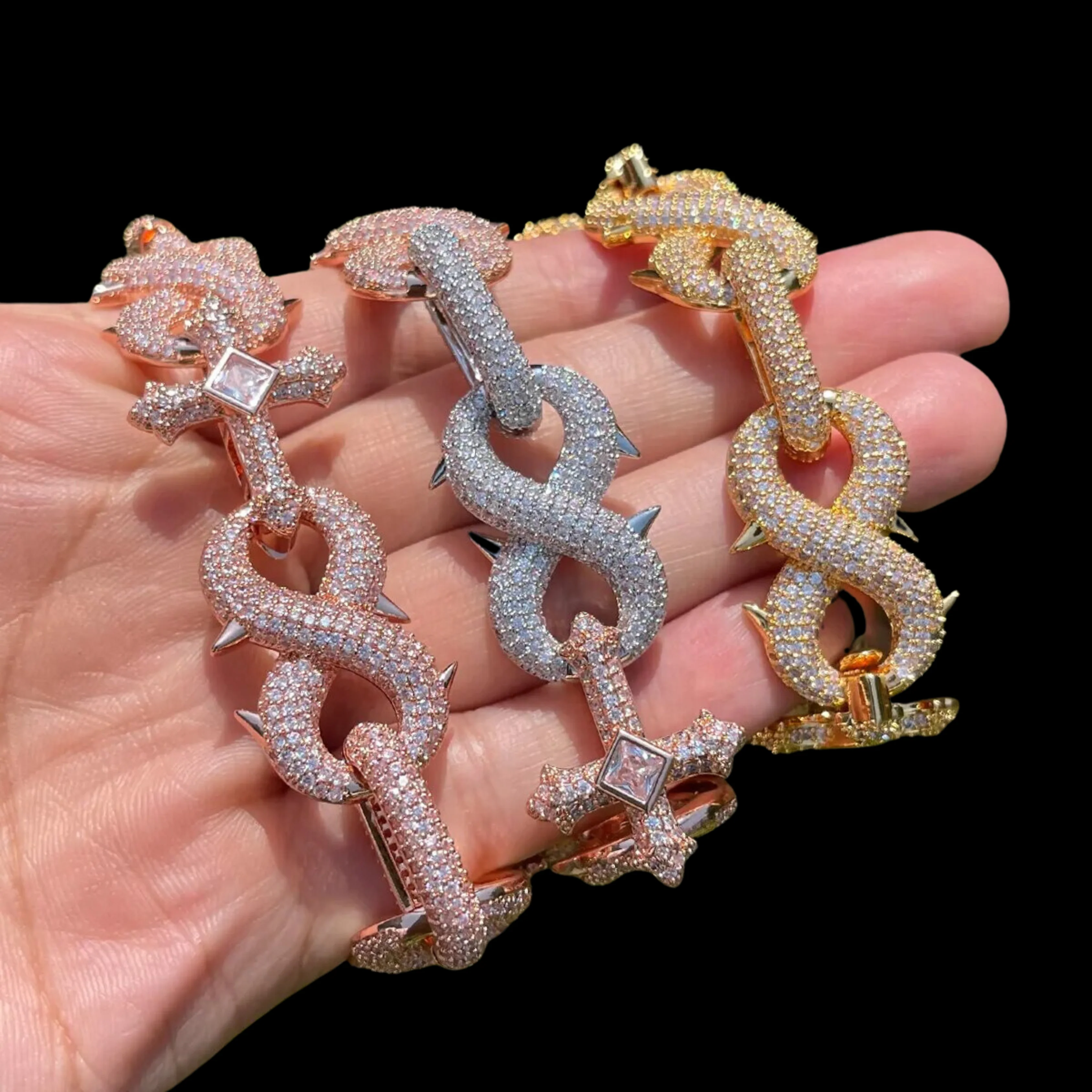18MM Infinity Cross Linked Iced Out Diamond Bracelet - Image 5