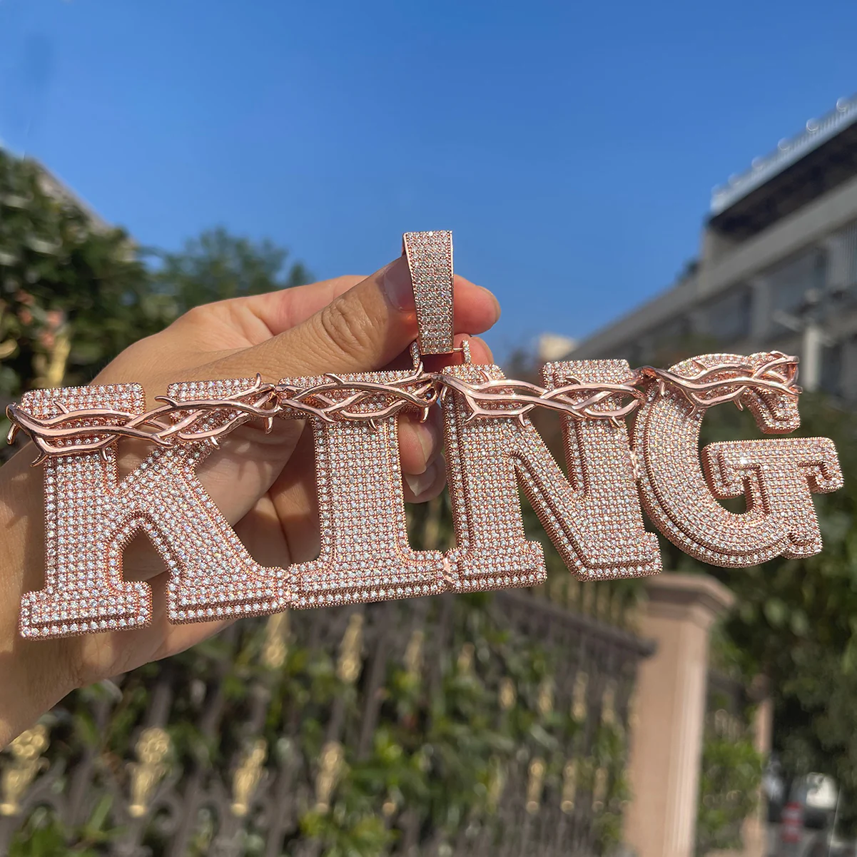 Thorn Crown Edition Iced Out Personalized Custom Name Necklace Pendant - Image 3