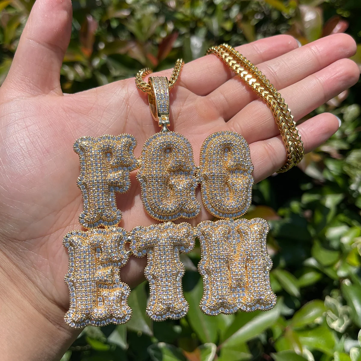 Top Over Layer Medium Sized Iced Out Personalized Custom Name Necklace Pendant - Image 2