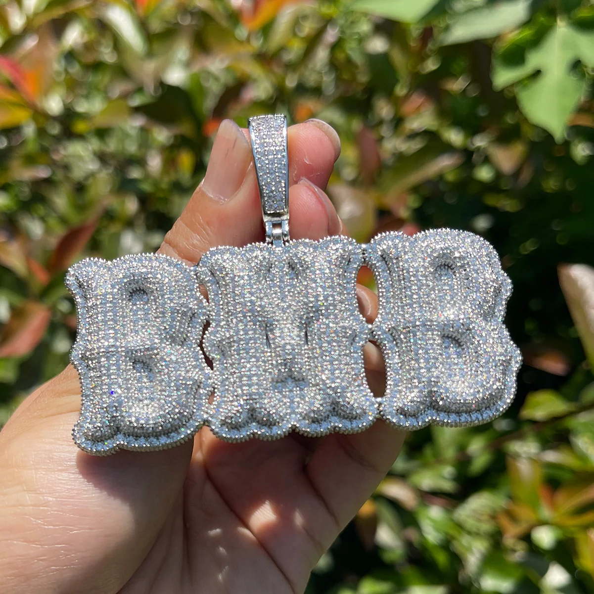 Top Over Layer Medium Sized Iced Out Personalized Custom Name Necklace Pendant - Image 4