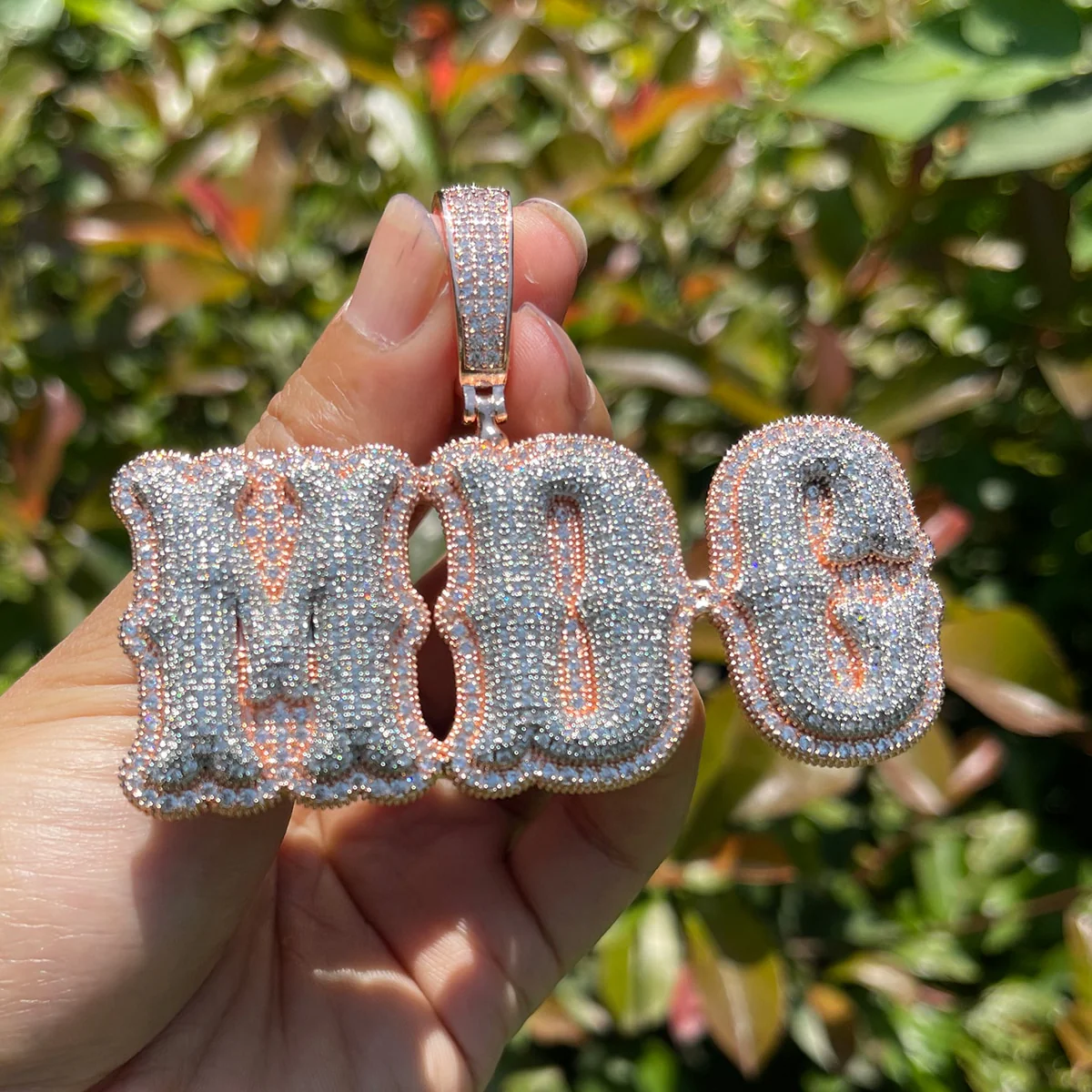 Top Over Layer Medium Sized Iced Out Personalized Custom Name Necklace Pendant - Image 5