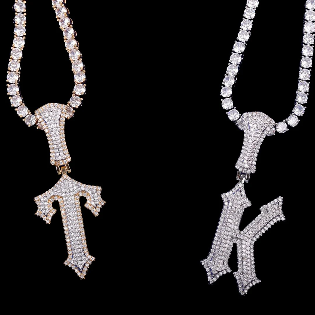 Trap Rapper Star Iced Out Initial Custom Name Necklace Pendant - Image 7