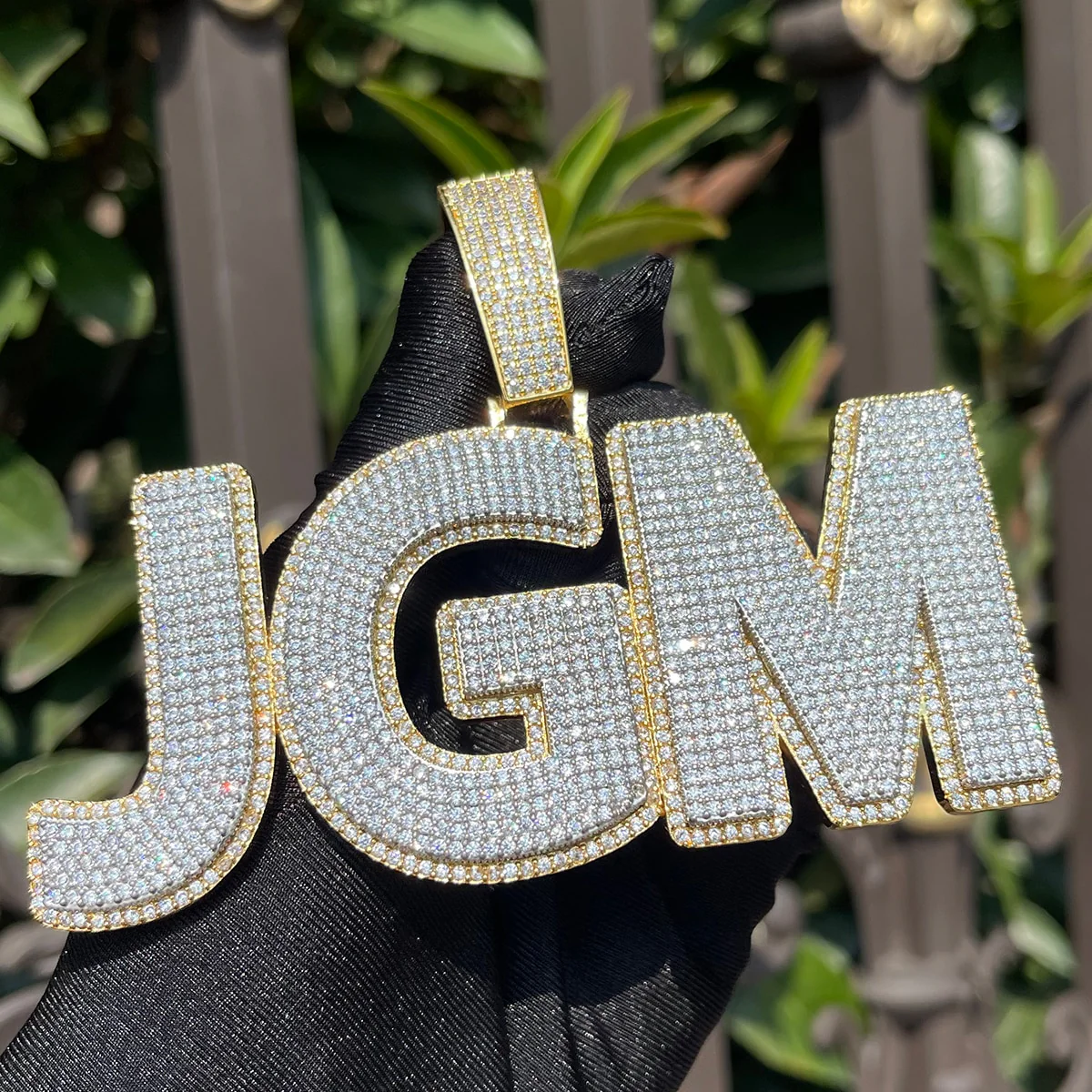 Two Layers Solid Clear Font Iced Out Personalized Custom Name Necklace Pendant