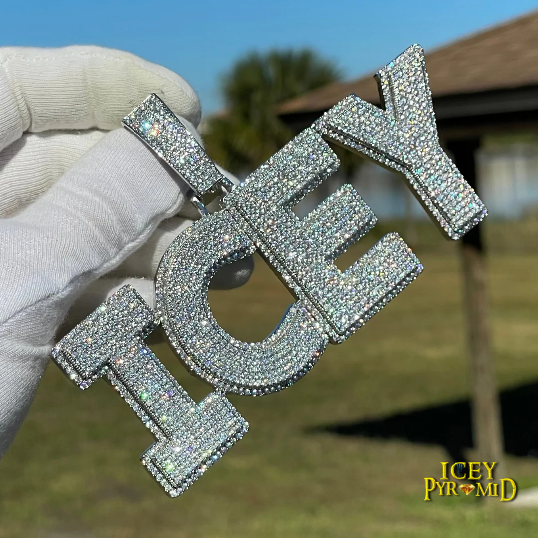 Two Layers Solid Clear Font Iced Out Personalized Custom Name Necklace Pendant - Image 16
