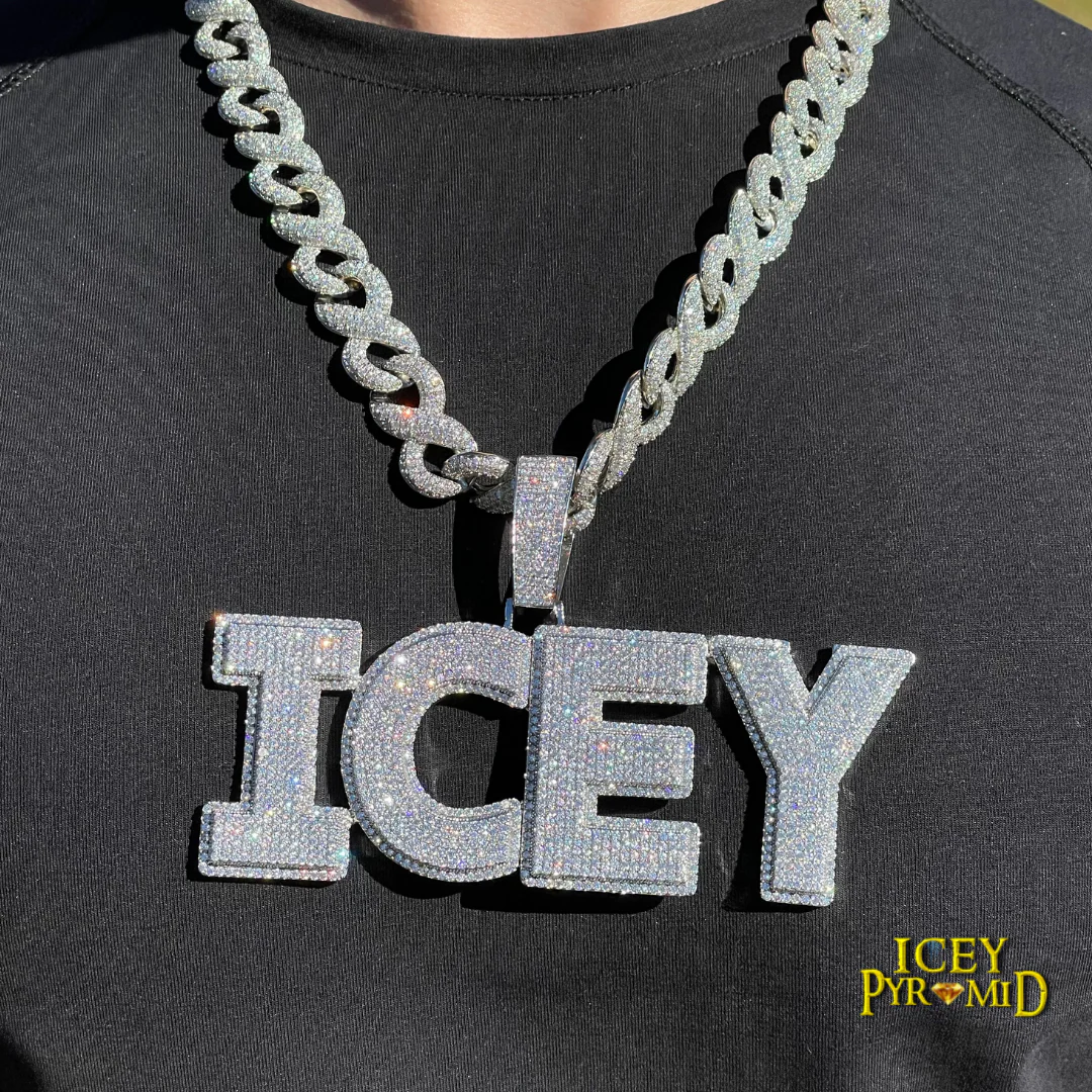 Two Layers Solid Clear Font Iced Out Personalized Custom Name Necklace Pendant - Image 20