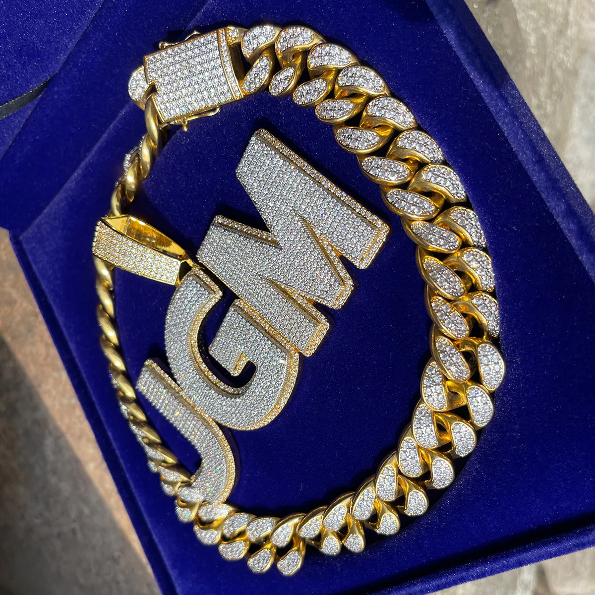 Two Layers Solid Clear Font Iced Out Personalized Custom Name Necklace Pendant - Image 3