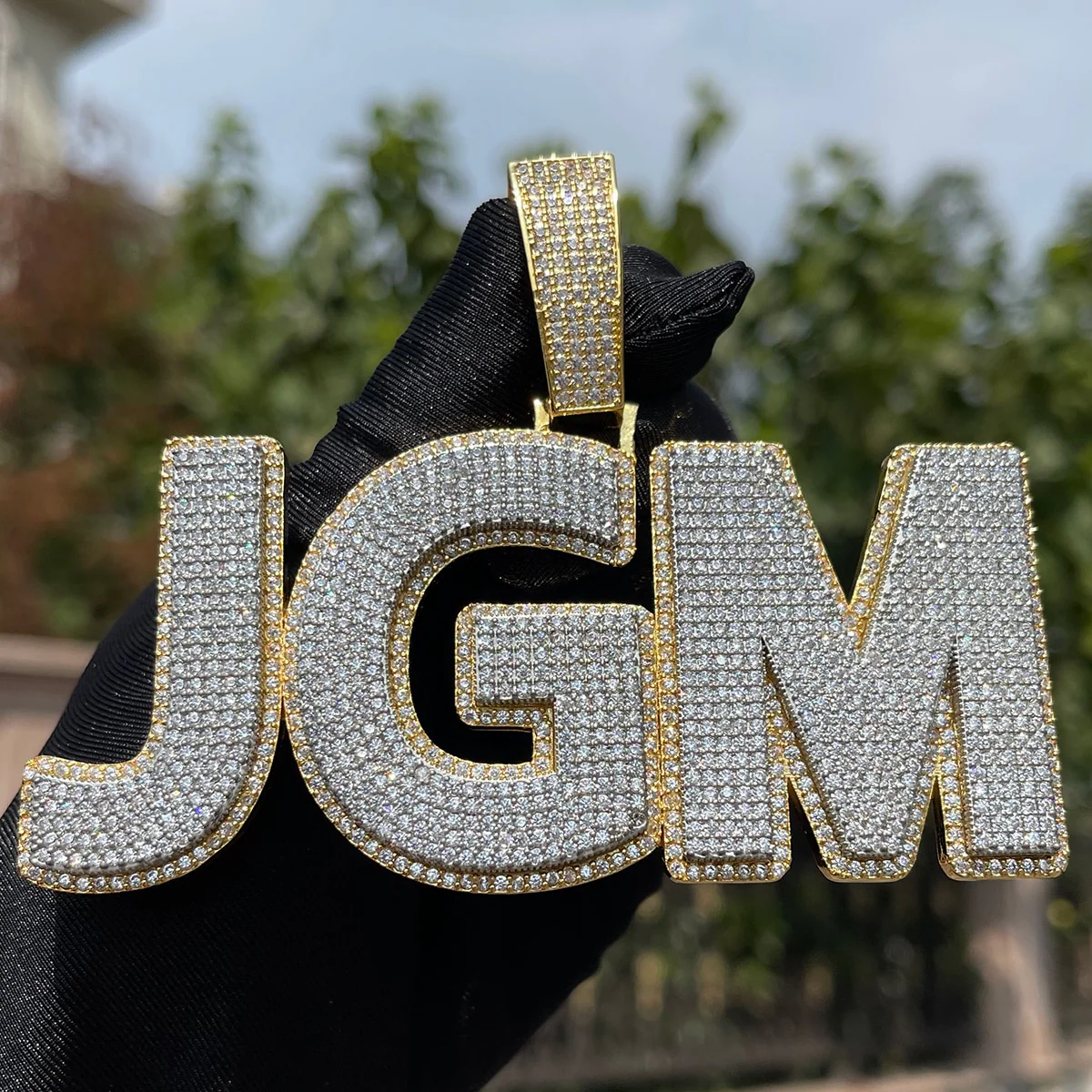 Two Layers Solid Clear Font Iced Out Personalized Custom Name Necklace Pendant - Image 4