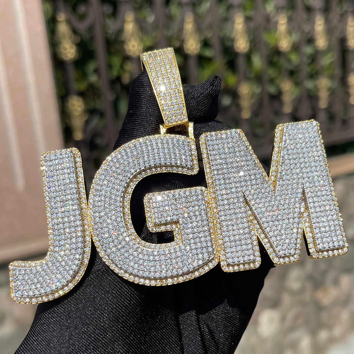 Two Layers Solid Clear Font Iced Out Personalized Custom Name Necklace Pendant - Image 5
