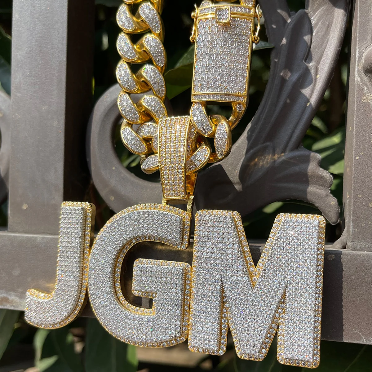 Two Layers Solid Clear Font Iced Out Personalized Custom Name Necklace Pendant - Image 6