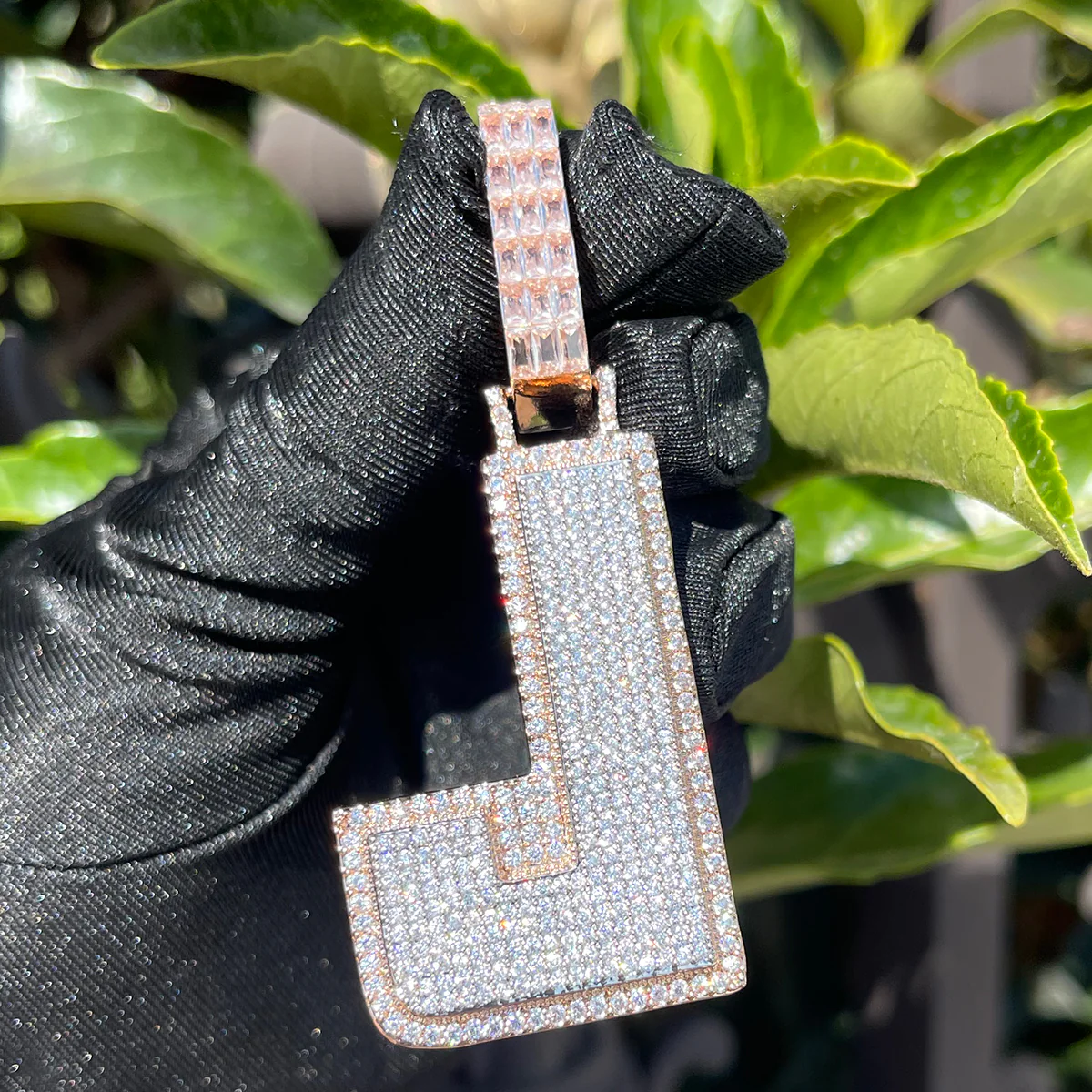 Two Tone Luxury Iced Out Initial Custom Name Necklace Pendant - Image 5