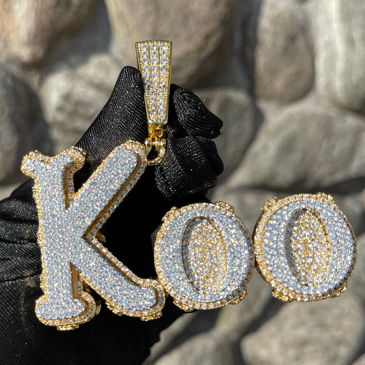 Two Tone Melting Edition Iced Out Personalized Custom Name Necklace Pendant - Image 2
