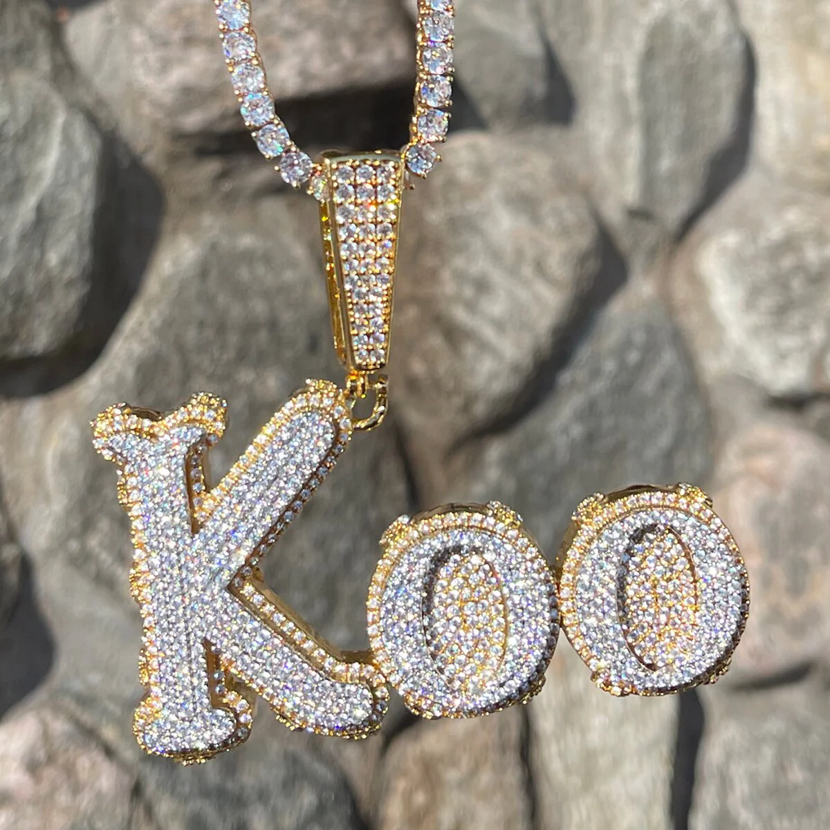 Two Tone Melting Edition Iced Out Personalized Custom Name Necklace Pendant - Image 5