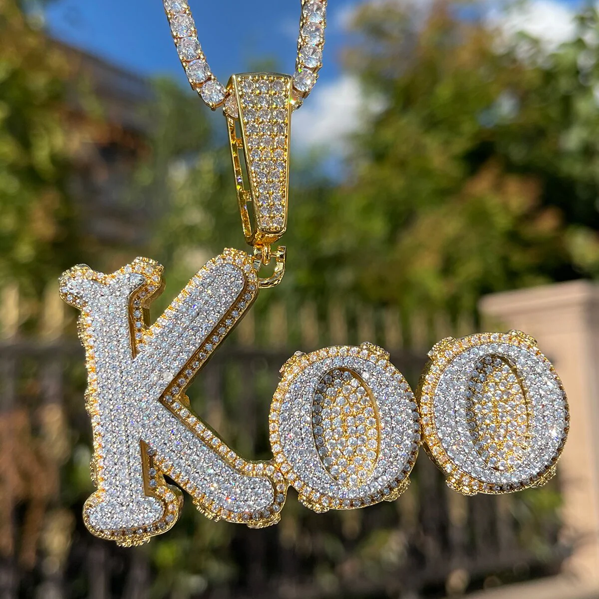 Two Tone Melting Edition Iced Out Personalized Custom Name Necklace Pendant - Image 8