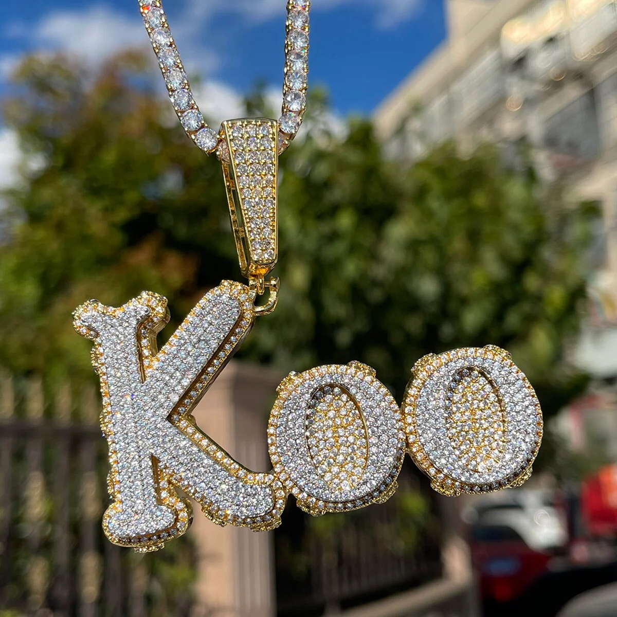 Two Tone Melting Edition Iced Out Personalized Custom Name Necklace Pendant - Image 9