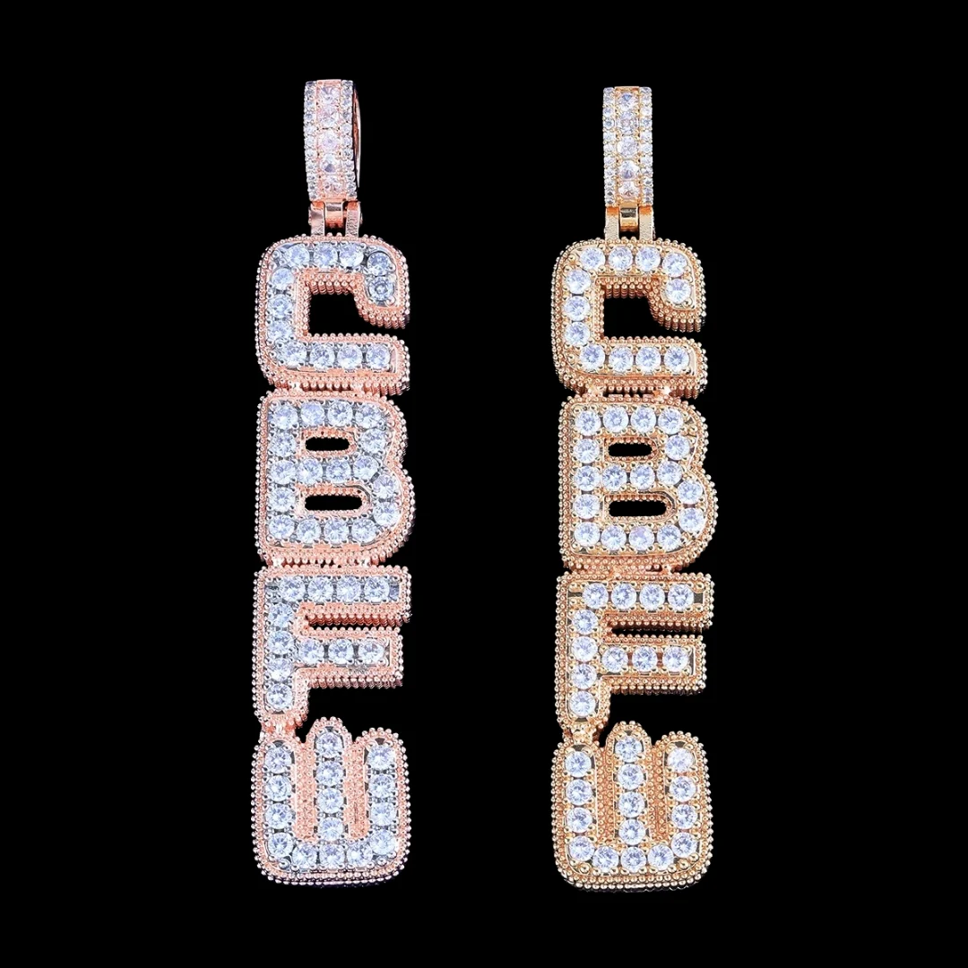 NEW | Vertical Block Iced Out Personalized Custom Name Necklace Pendant - Image 2